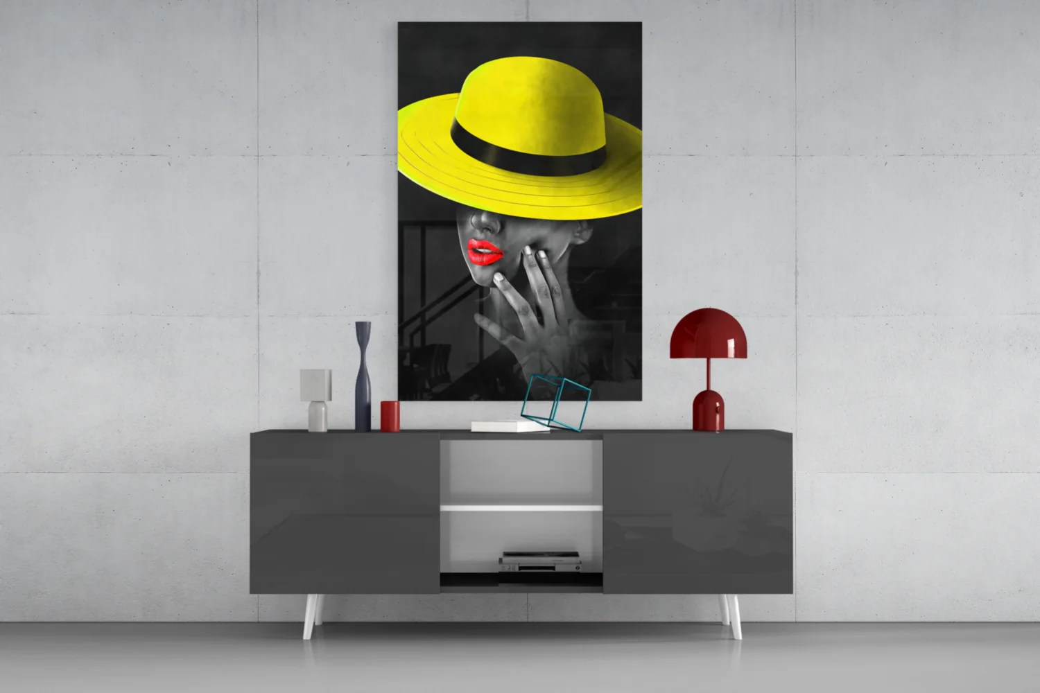 Yellow Hat Glass Wall Art - Image 9
