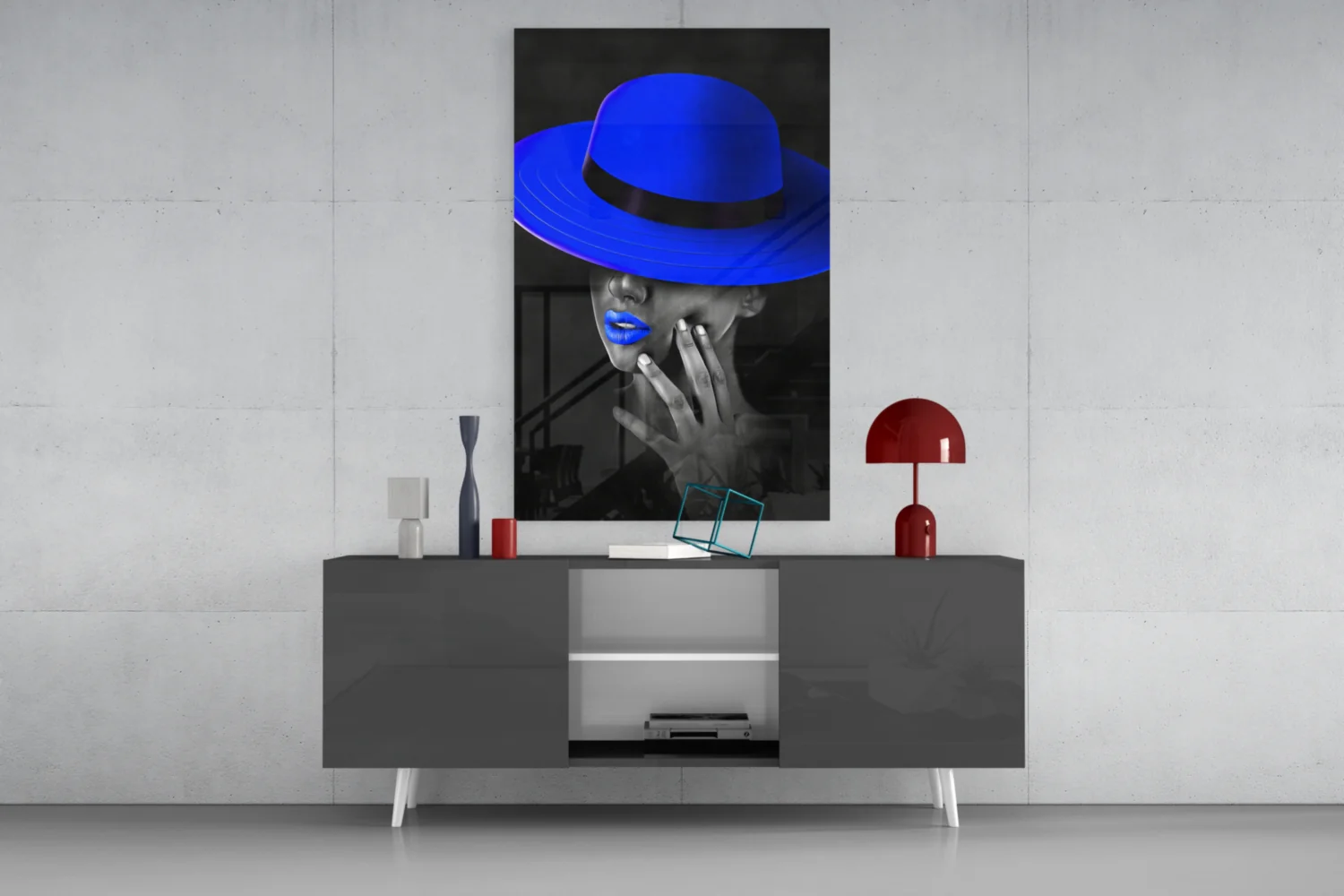 Blue Hat Glass Wall Art - Image 9