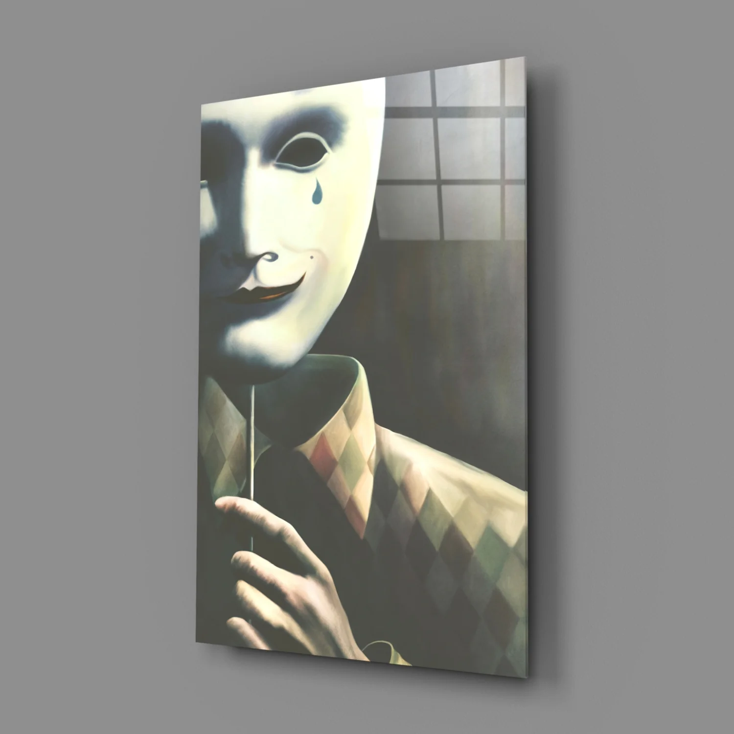 Mask the Sadness Glass Wall Art - Image 3