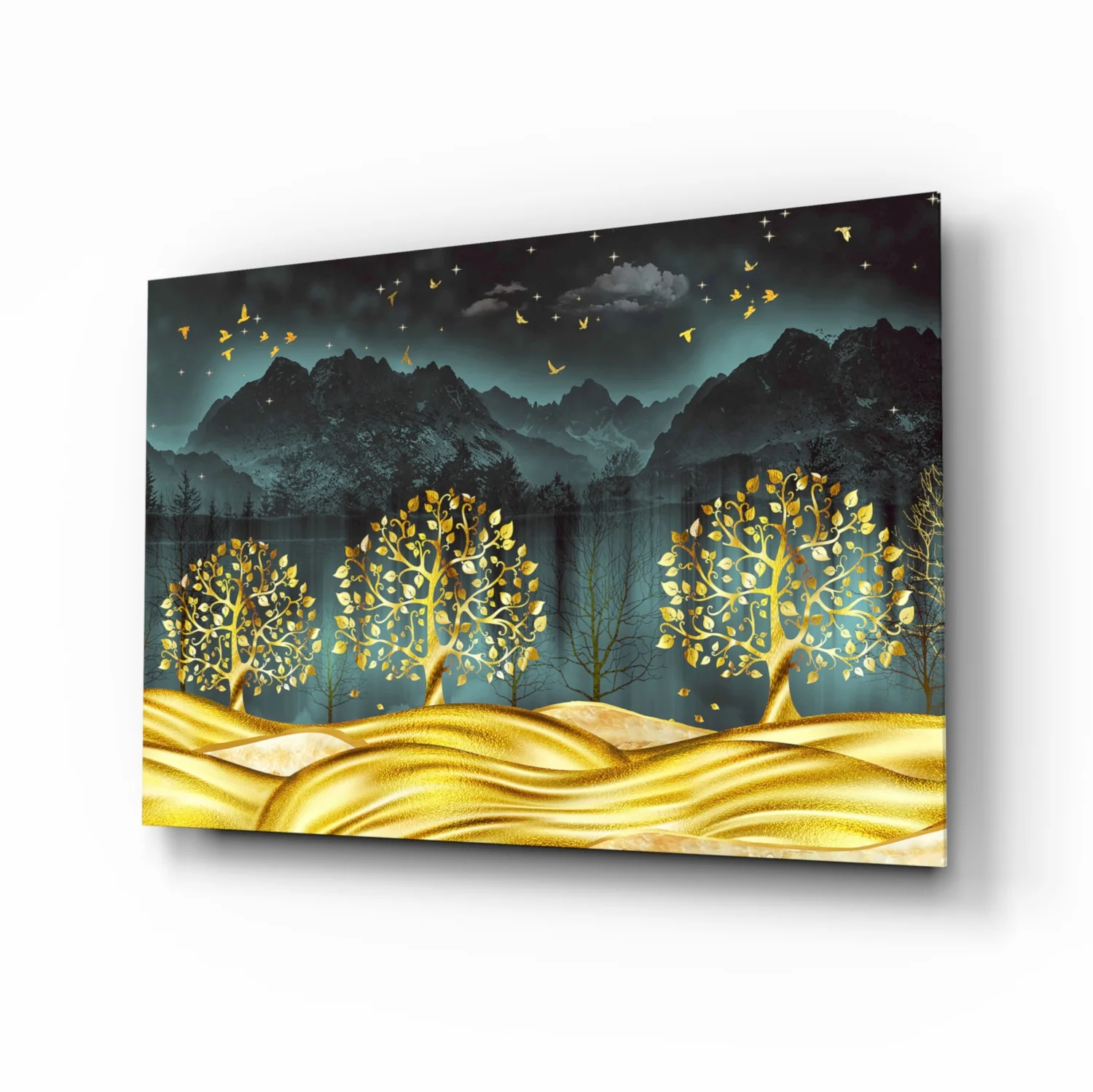 Golden Forest Glass Wall Art - Image 2