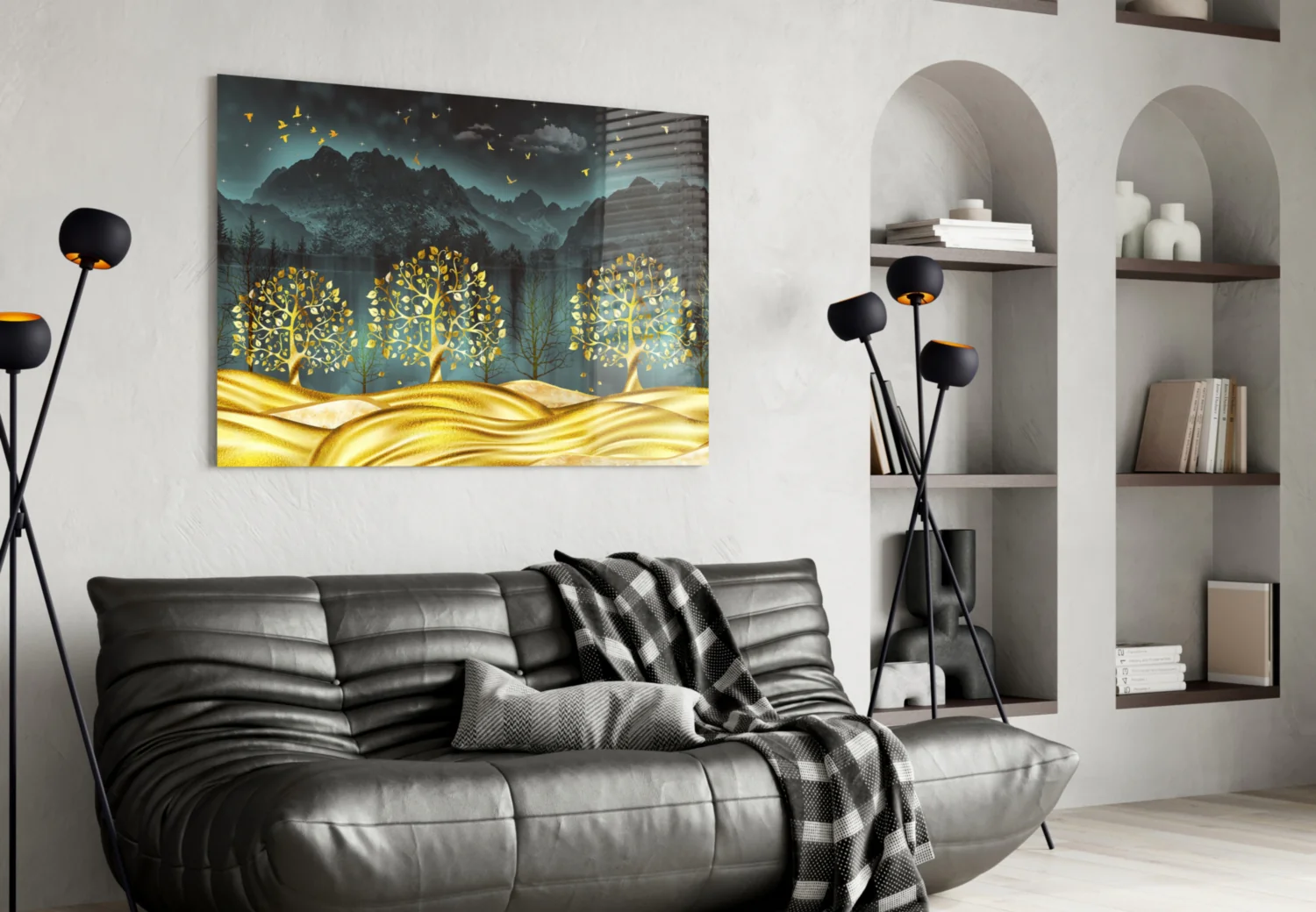 Golden Forest Glass Wall Art - Image 5