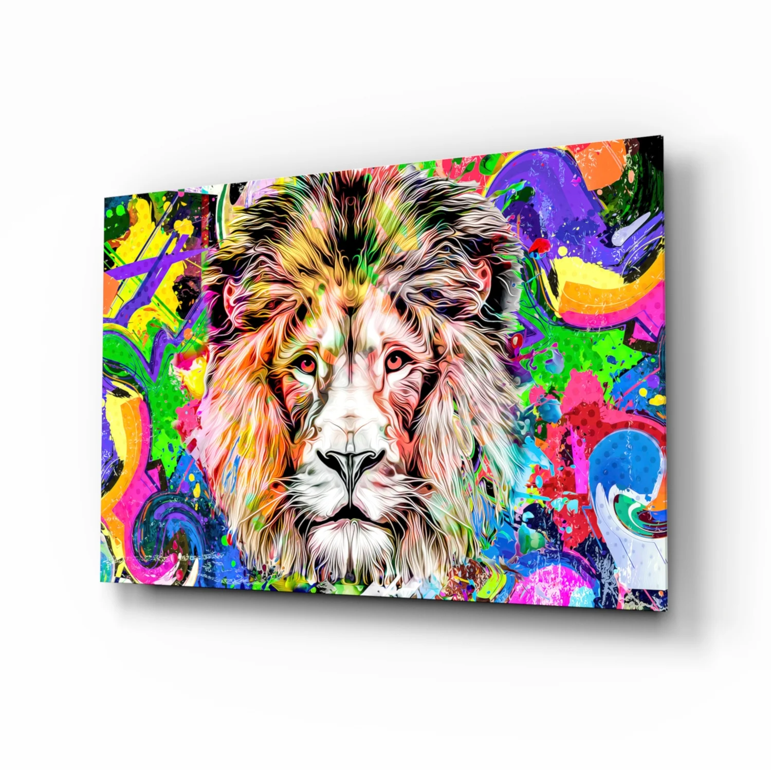 Lion in Colors Glass Wall Art - Image 2