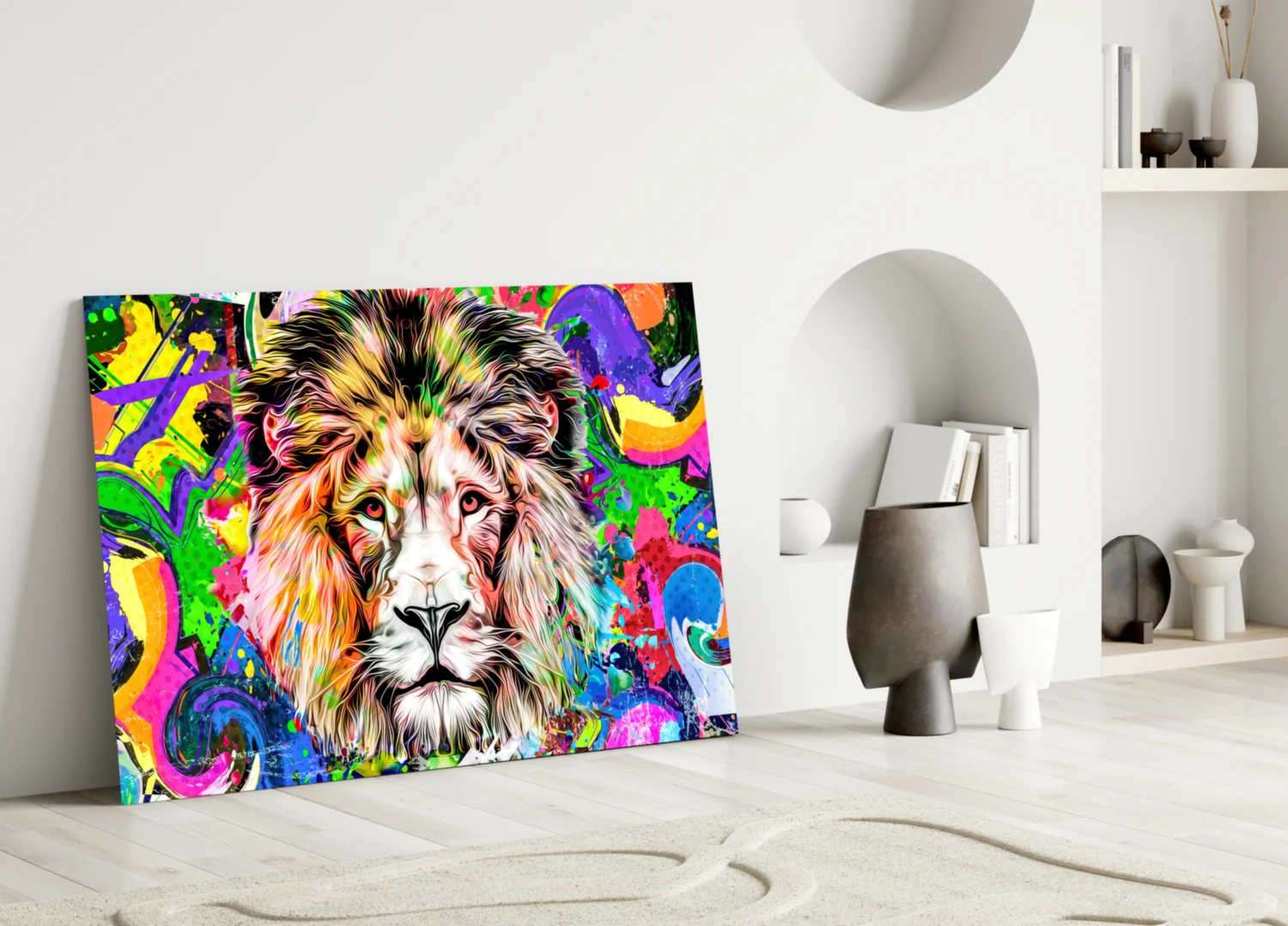 Lion in Colors Glass Wall Art - Image 4
