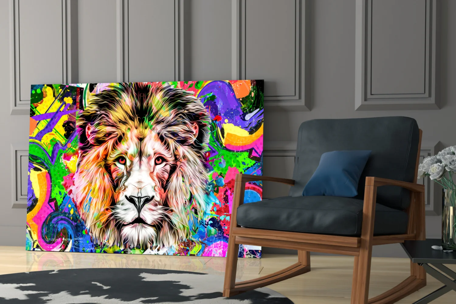 Lion in Colors Glass Wall Art - Image 7