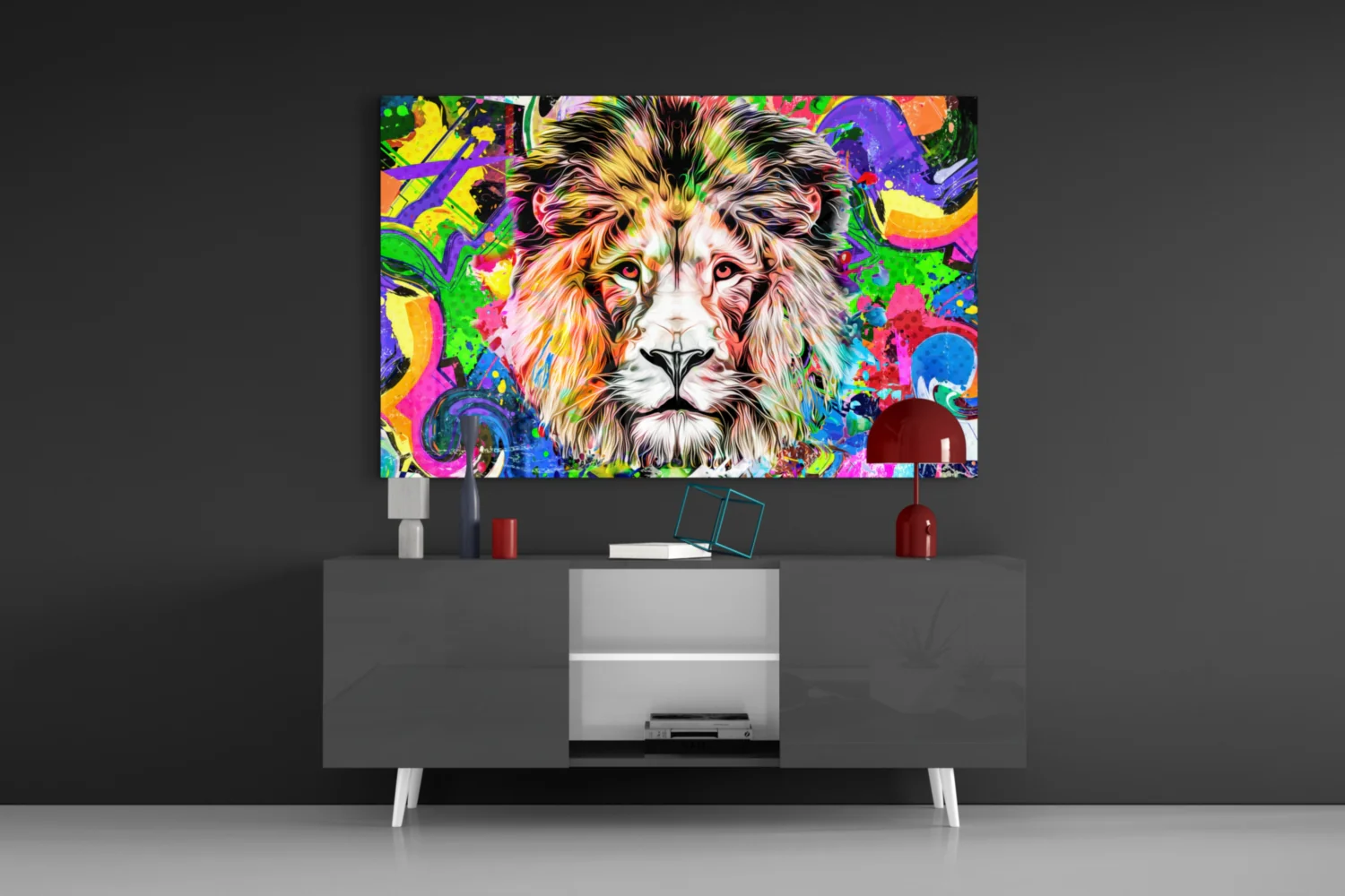 Lion in Colors Glass Wall Art - Image 9