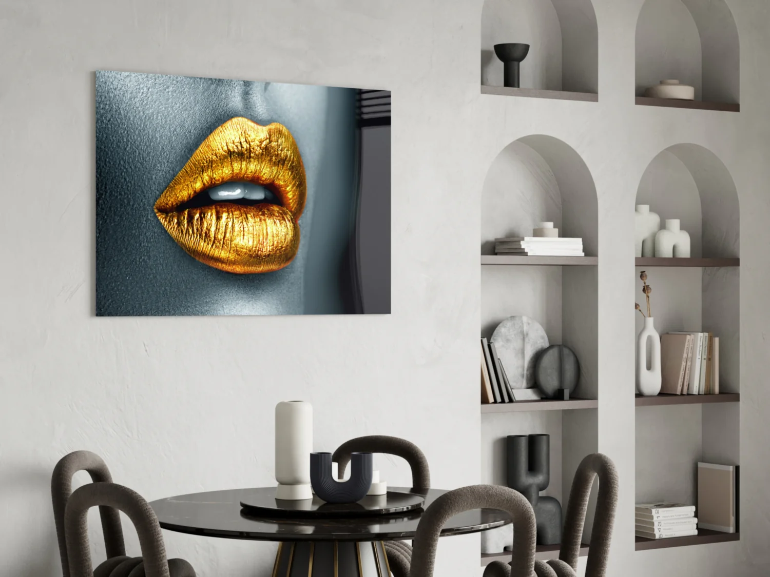Golden Lips Glass Wall Art - Image 6
