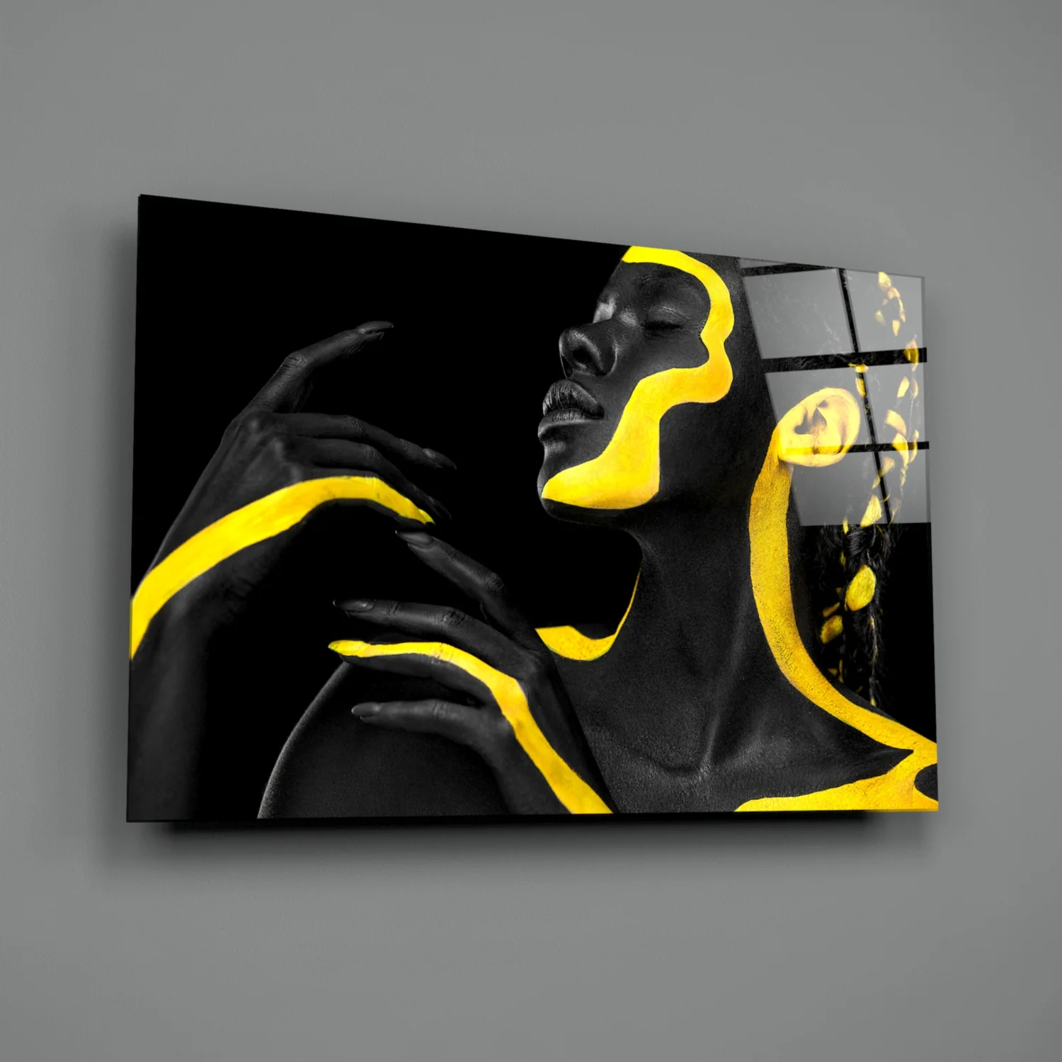 Yellow Woman Glass Wall Art - Image 3