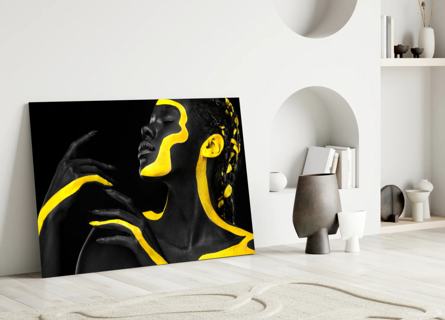 Yellow Woman Glass Wall Art - Image 4