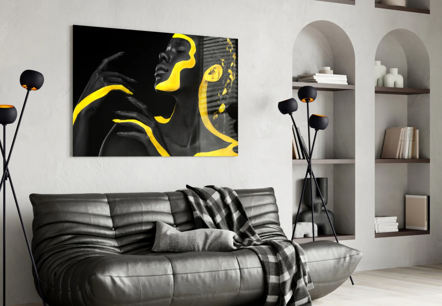 Yellow Woman Glass Wall Art - Image 5