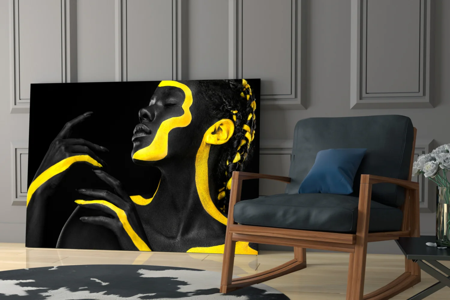 Yellow Woman Glass Wall Art - Image 7