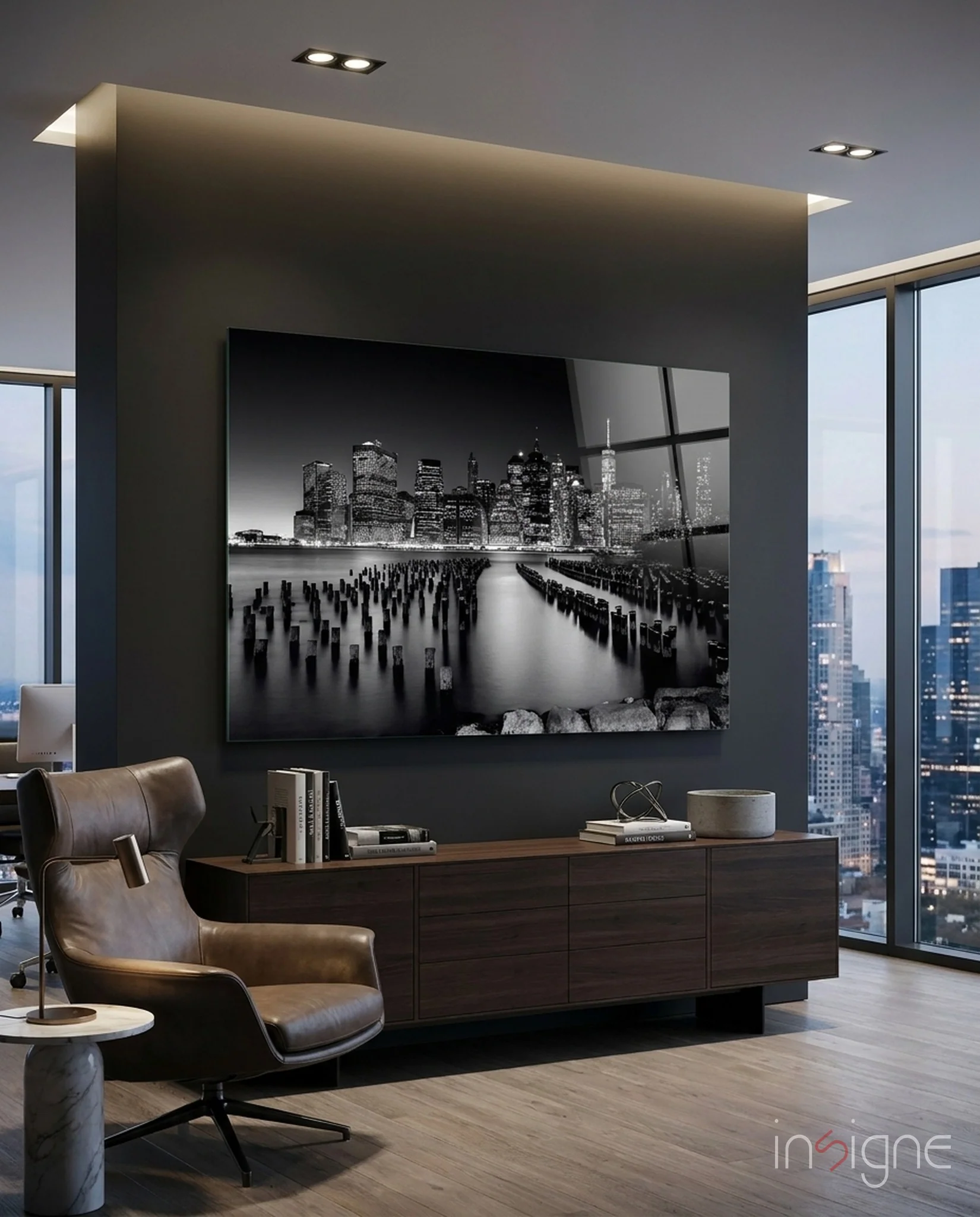 City Night Glass Wall Art