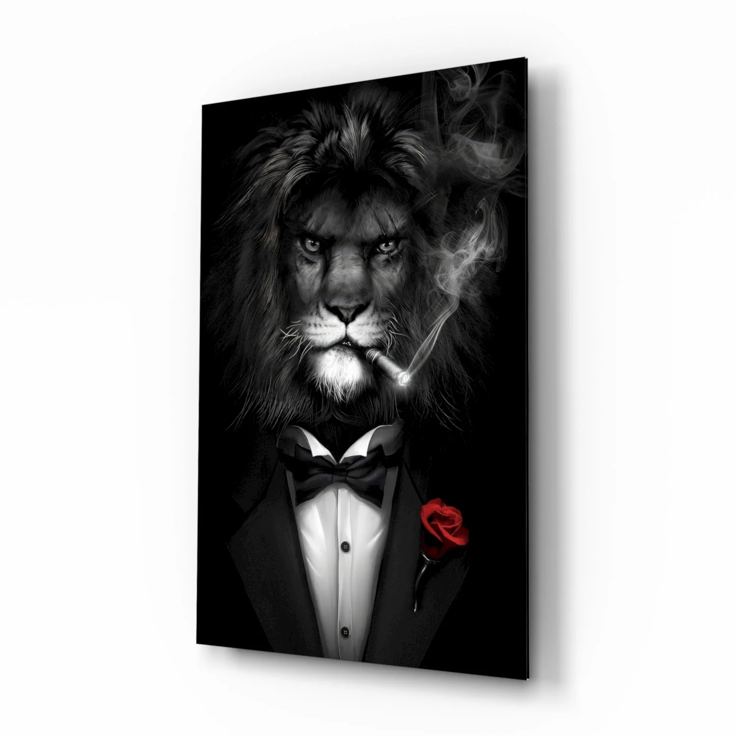 Lion as a Gentleman Glass Wall Art - Image 2