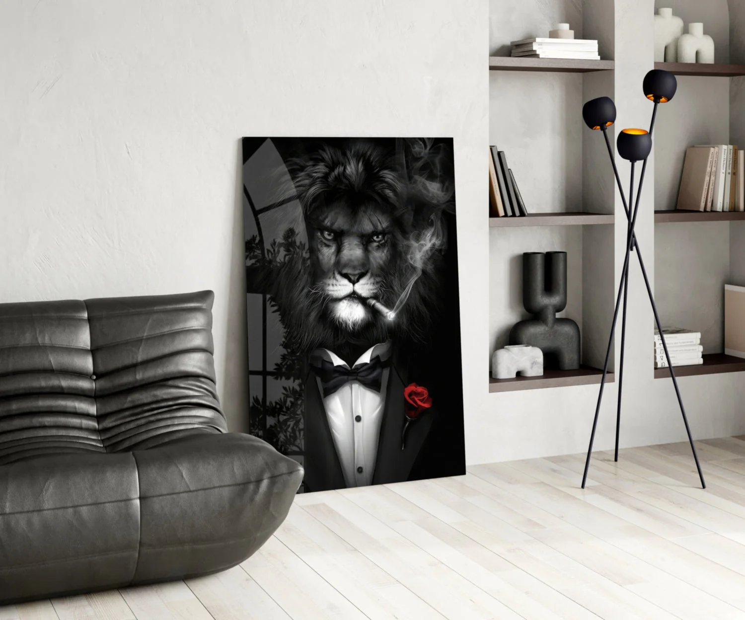 Lion as a Gentleman Glass Wall Art - Image 6