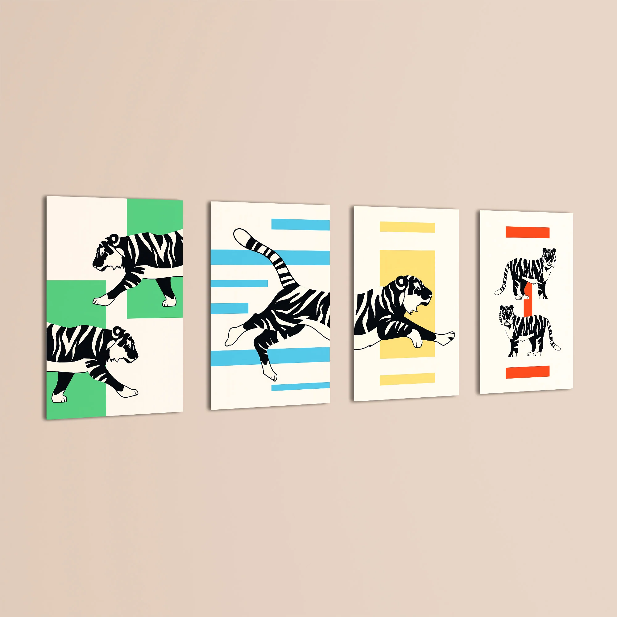 Bold Tigers 4 Pieces Kids Metal Wall Art - Image 3