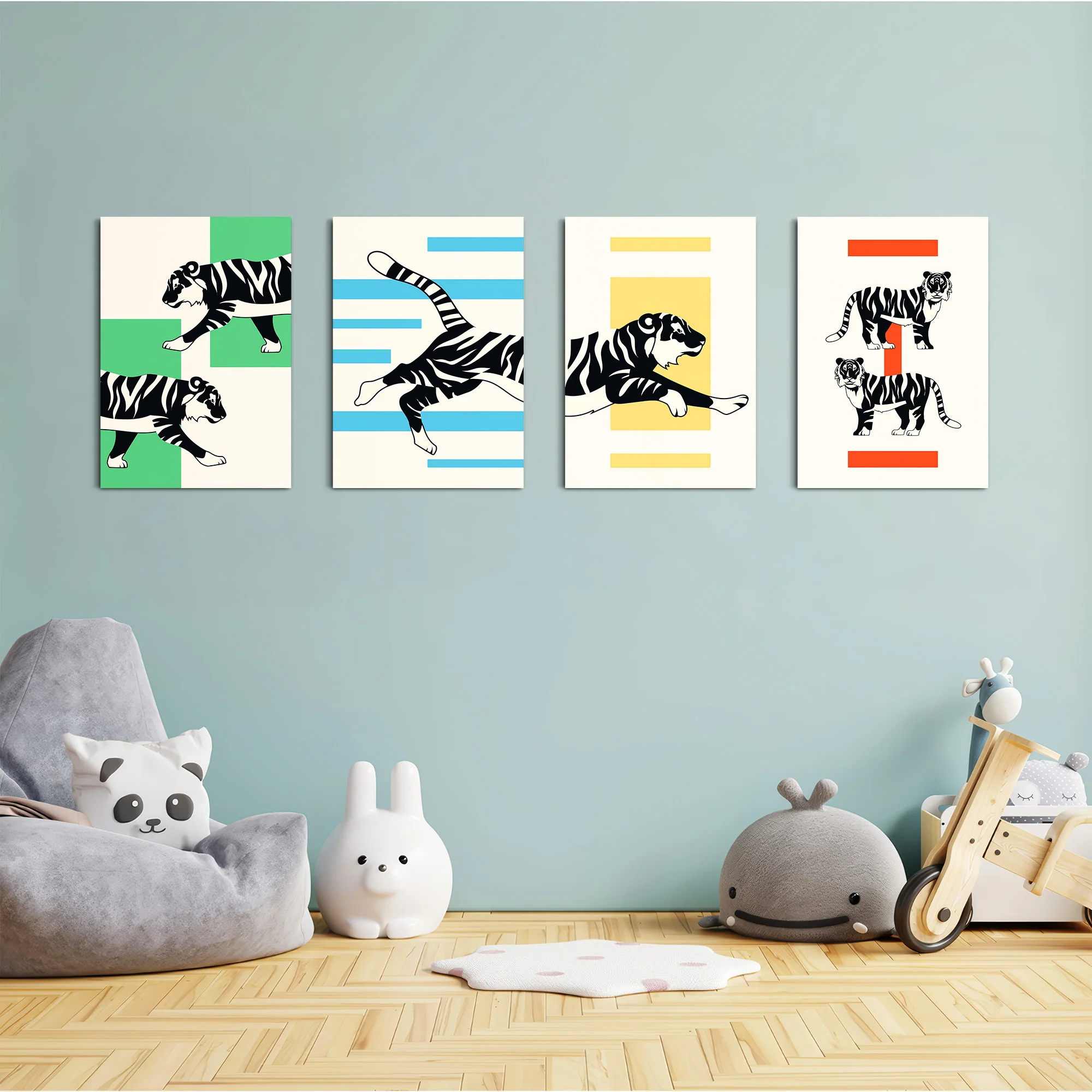 Bold Tigers 4 Pieces Kids Metal Wall Art - Image 4