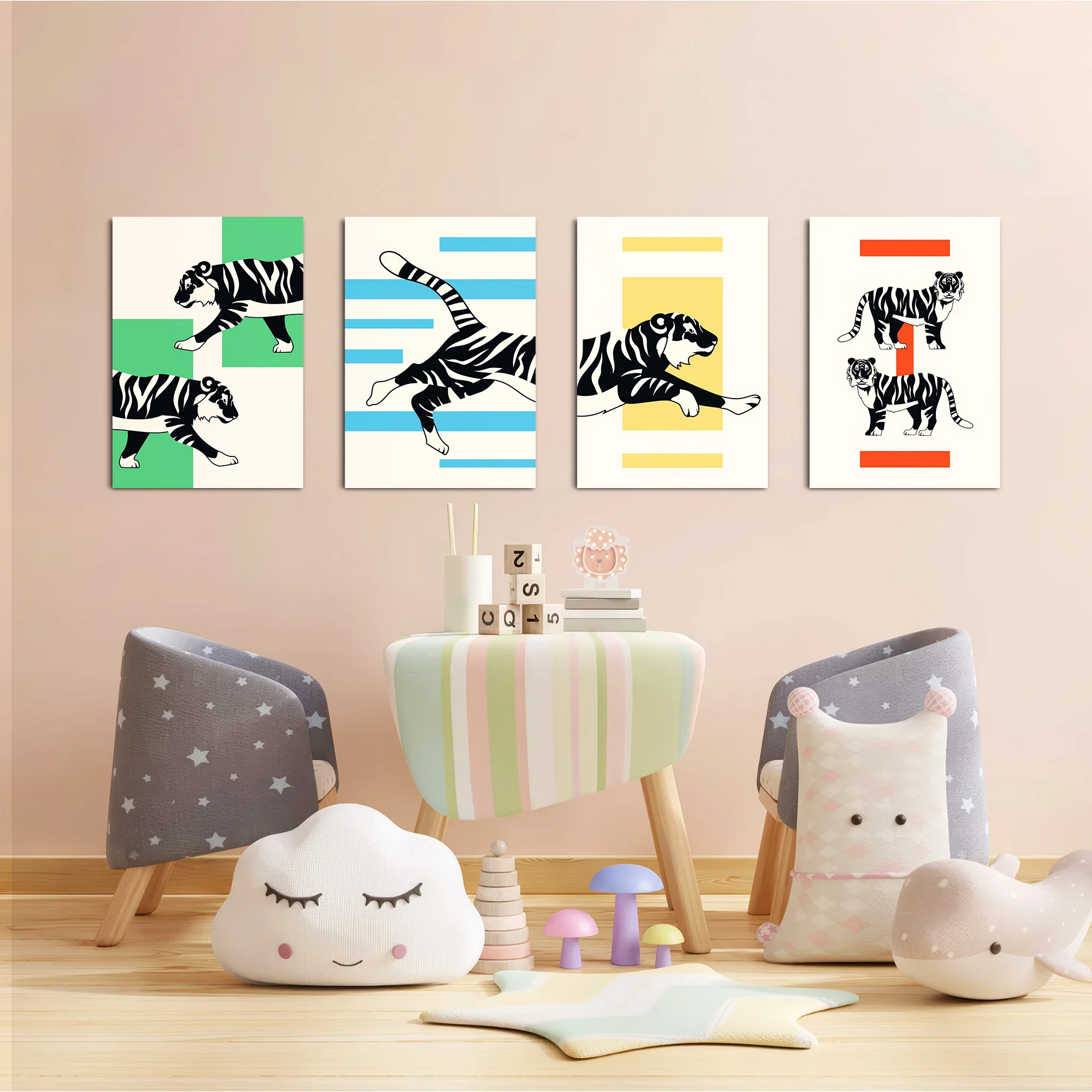 Bold Tigers 4 Pieces Kids Metal Wall Art - Image 6