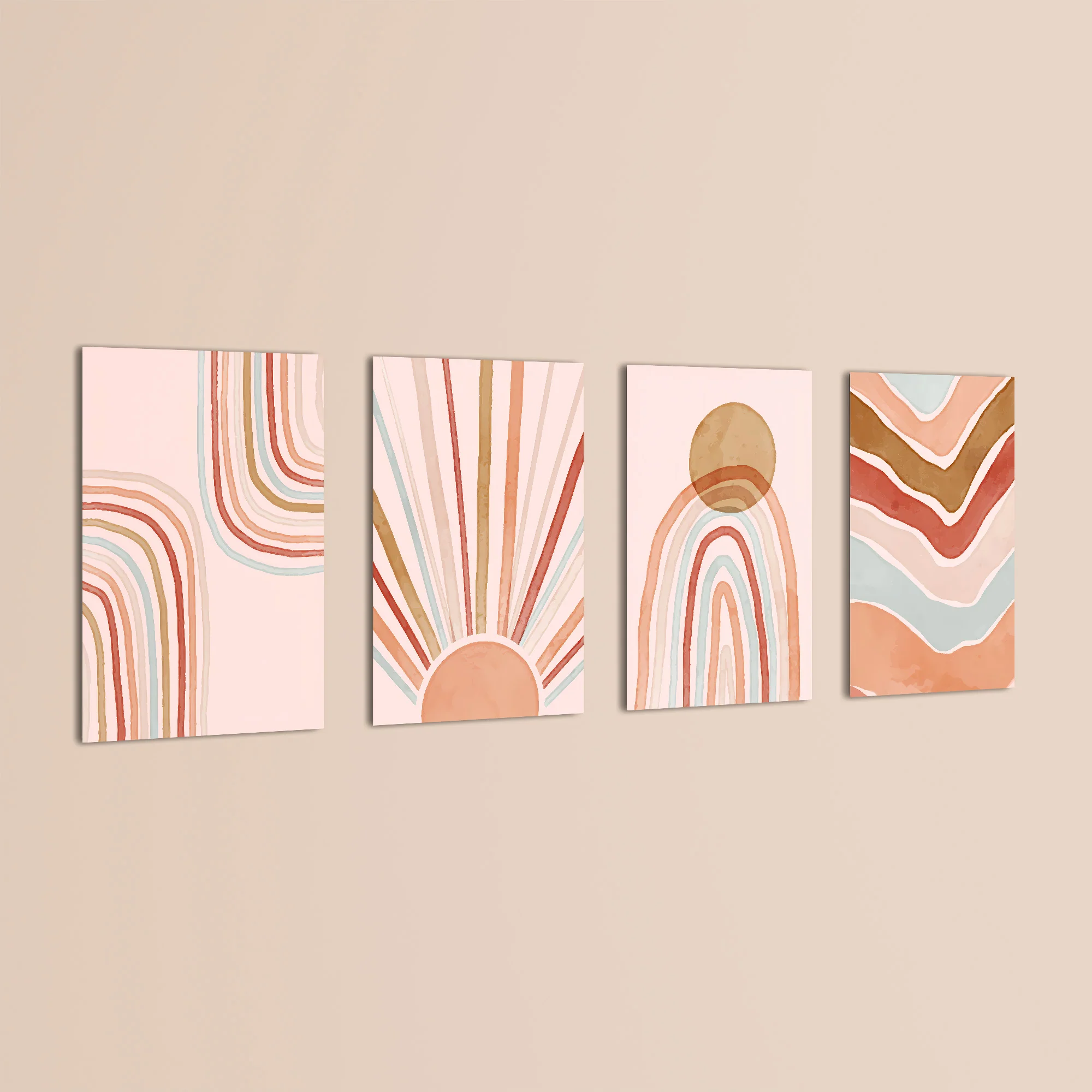 Boho Sun & Rainbows 4 Pieces Kids Metal Wall Art - Image 3
