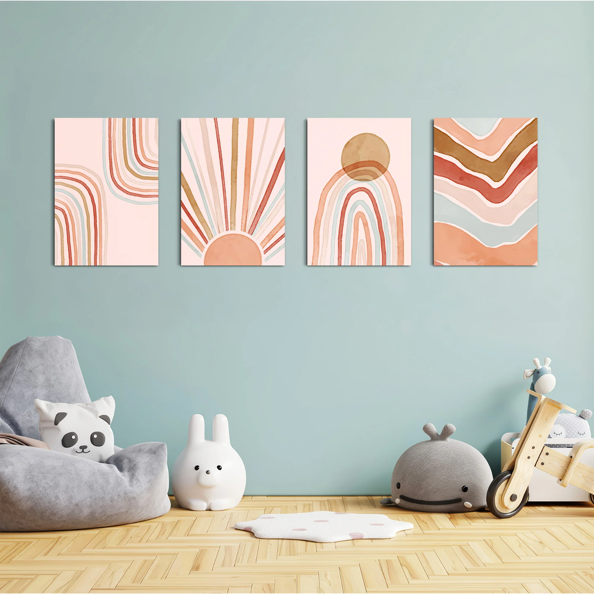 Boho Sun & Rainbows 4 Pieces Kids Metal Wall Art - Image 4