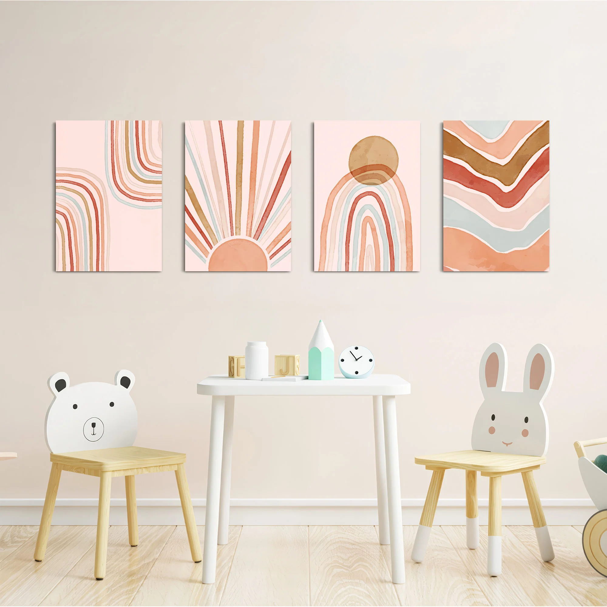 Boho Sun & Rainbows 4 Pieces Kids Metal Wall Art - Image 5