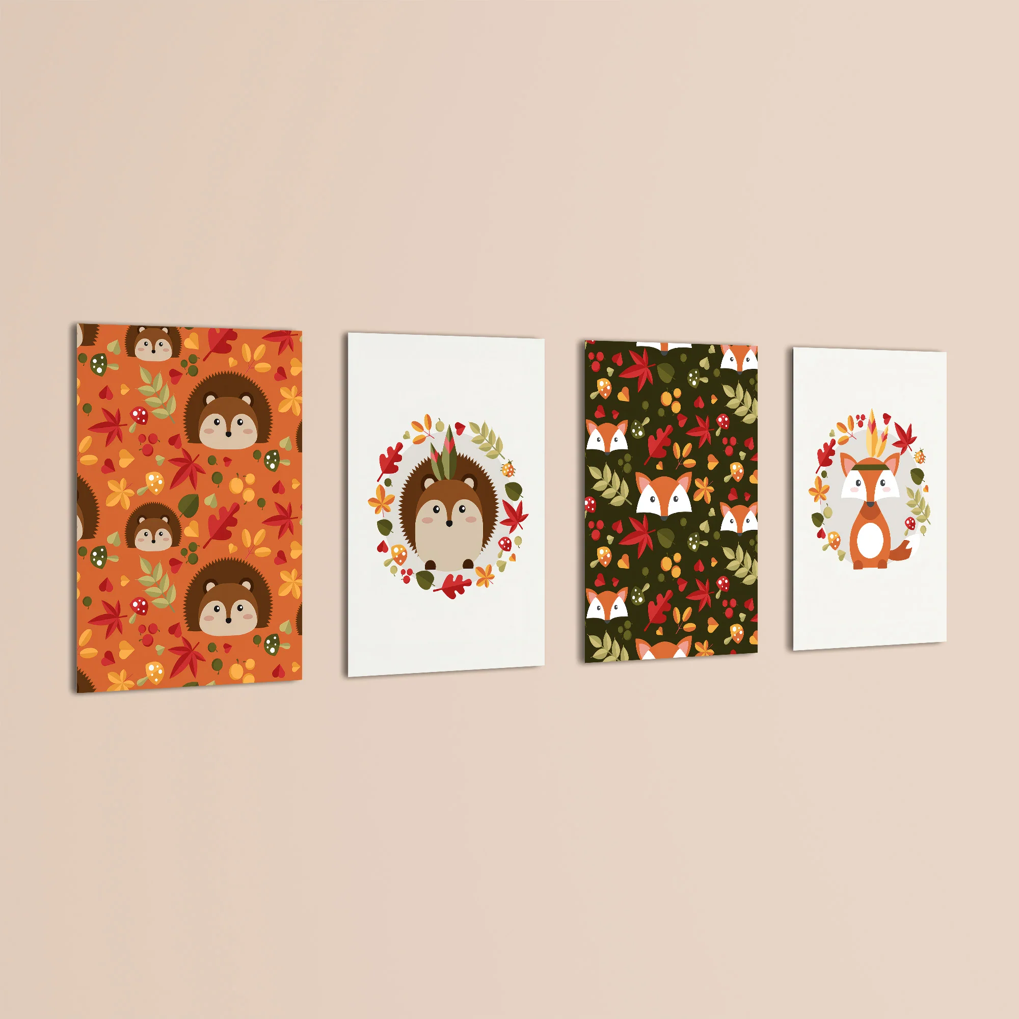 Woodland Autumn Friends 4 Pieces Kids Metal Wall Art - Image 3