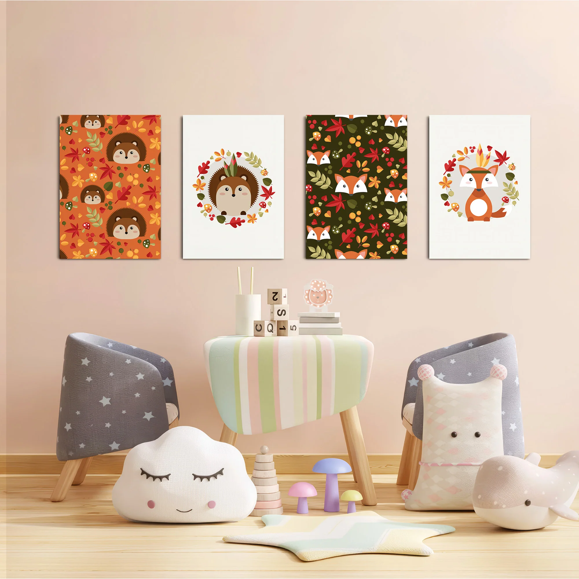 Woodland Autumn Friends 4 Pieces Kids Metal Wall Art - Image 6