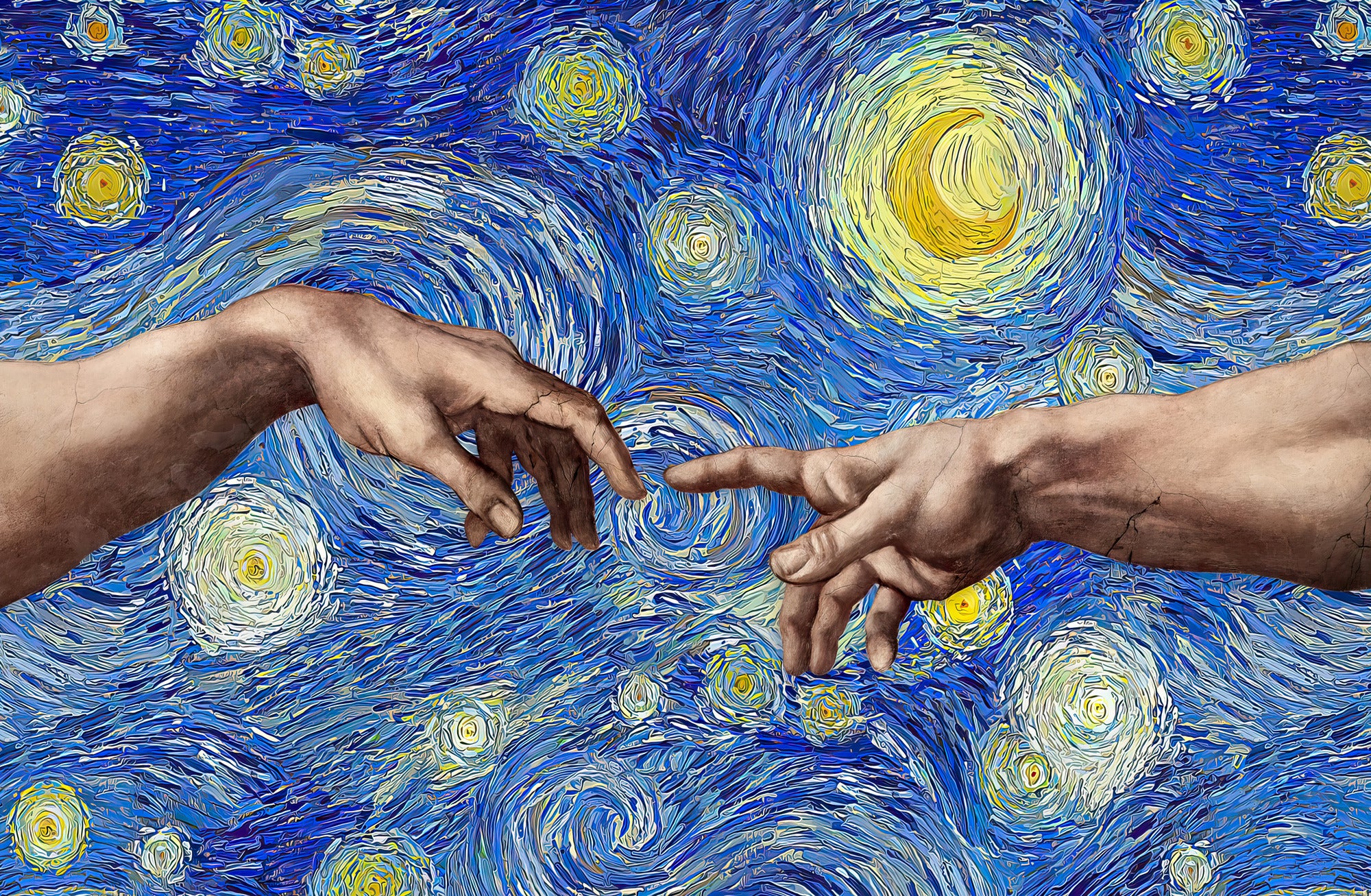 Celestial Touch of Creation — 3D Haptic Embossed High-Gloss Luxury Wall Art