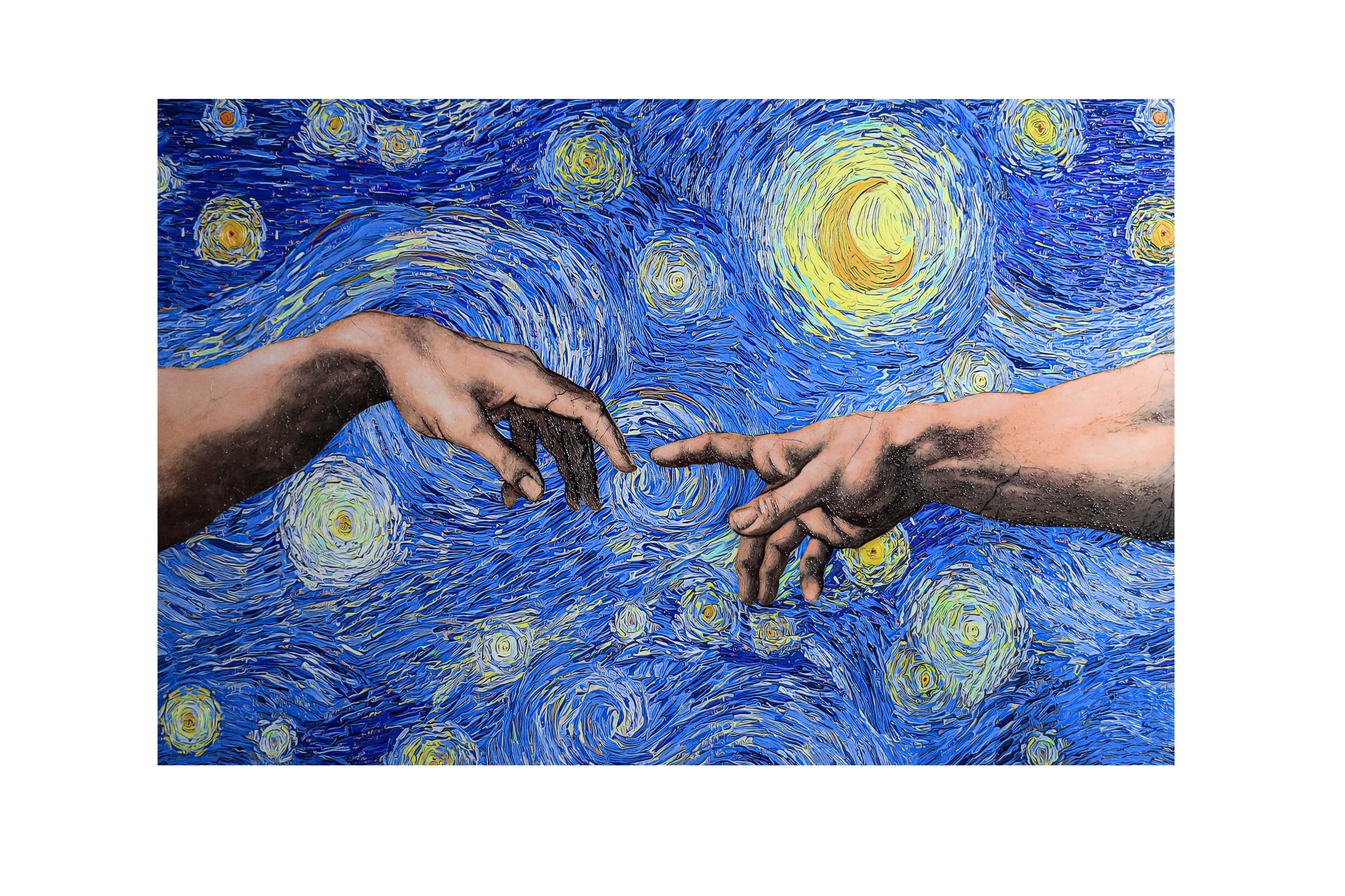 Celestial Touch of Creation — 3D Haptic Embossed High-Gloss Luxury Wall Art - Image 3