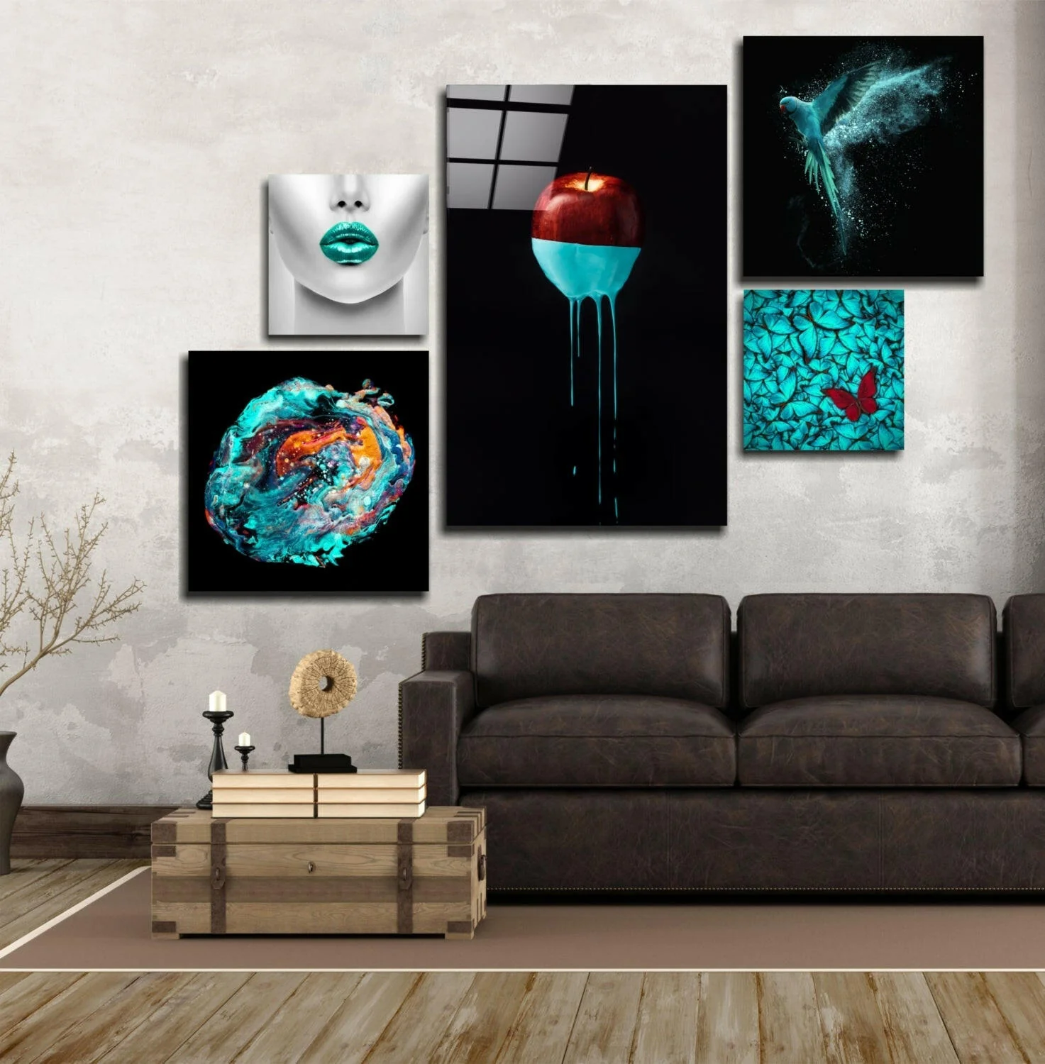 Turquoise Combined Glass Wall Art - Image 2