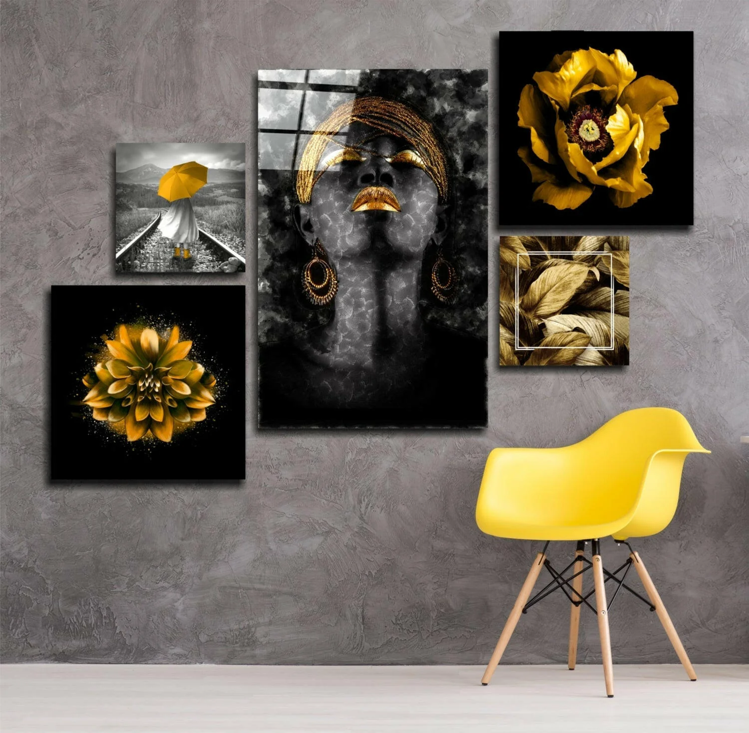 Yellow Harmony Combined Glass Wall Art - Image 2