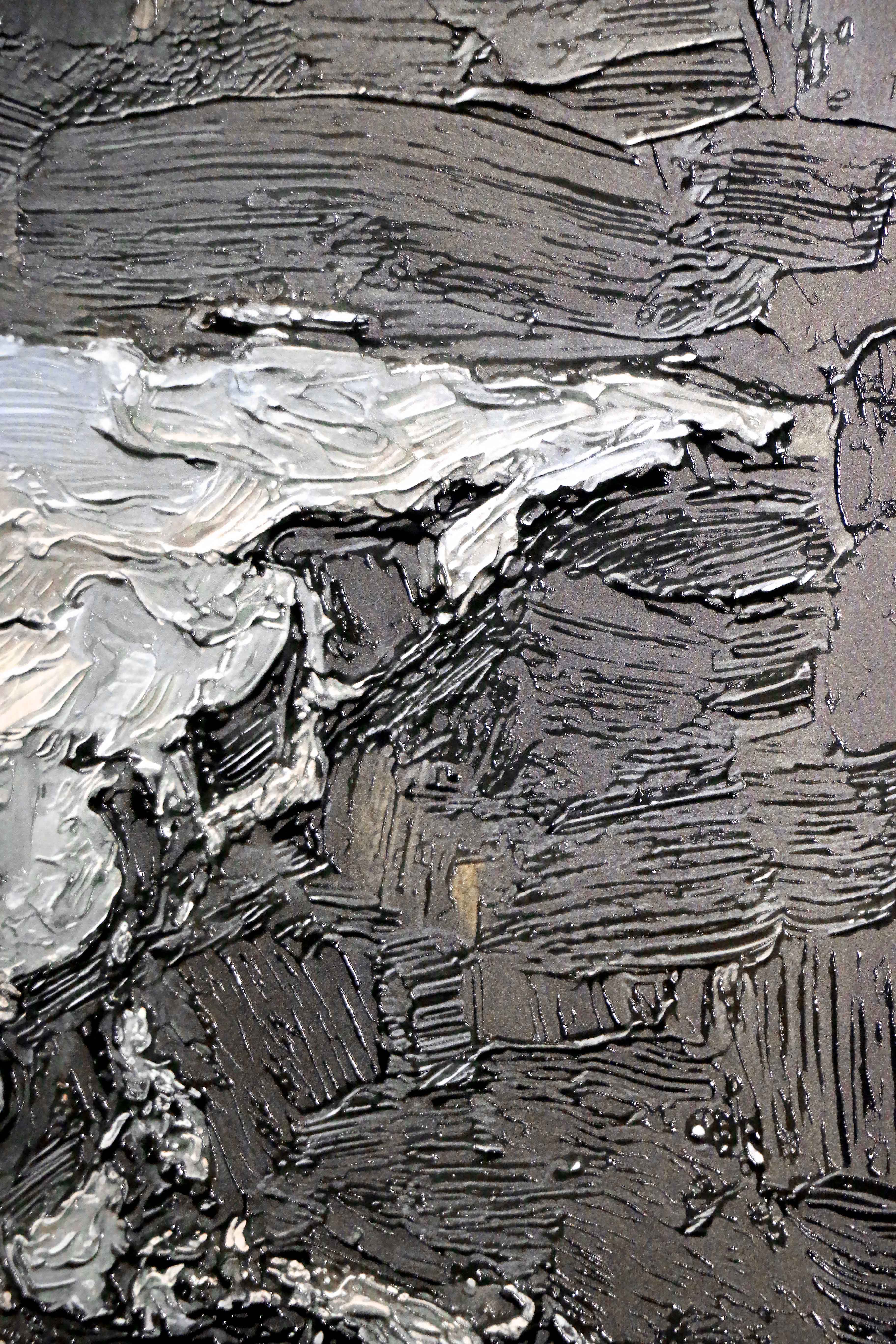 Titanium Terra Impasto — 3D Haptic Embossed High-Gloss Luxury Wall Art - Image 2