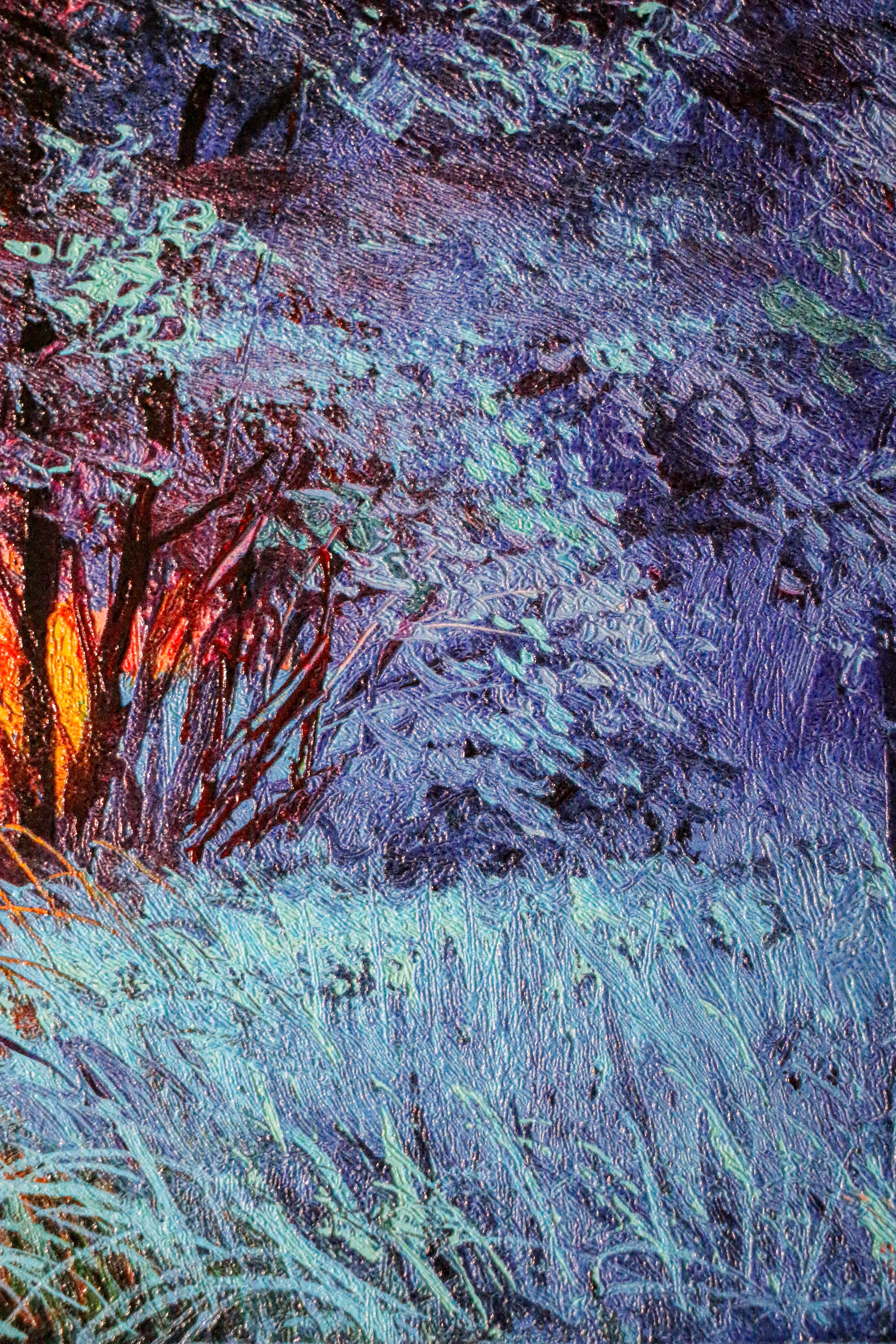 Crimson Frost Solitude — 3D Haptic Embossed High-Gloss Luxury Wall Art - Image 2