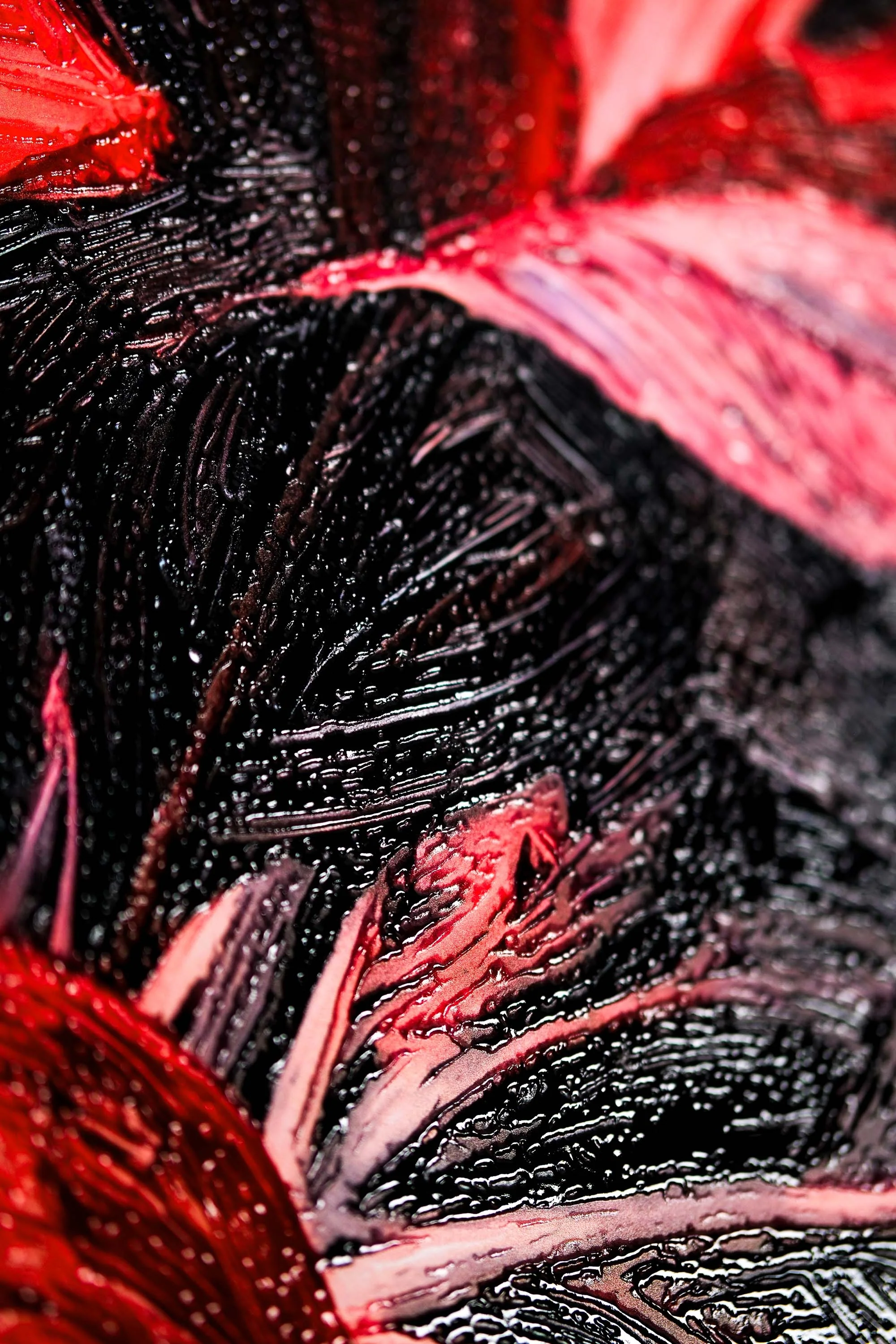 Crimson Velvet Lilies — 3D Haptic Embossed High-Gloss Luxury Wall Art - Image 10