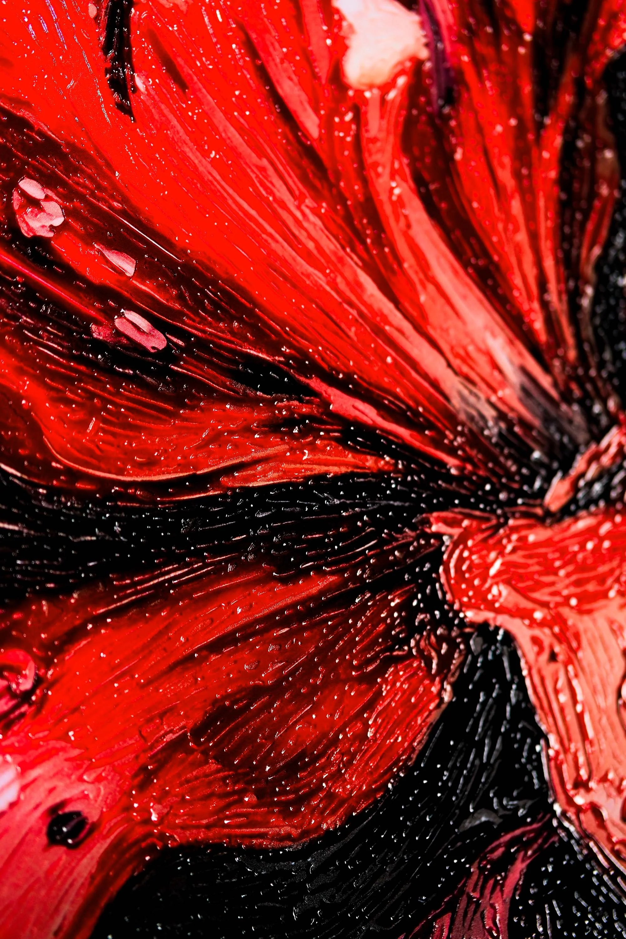 Crimson Velvet Lilies — 3D Haptic Embossed High-Gloss Luxury Wall Art - Image 11