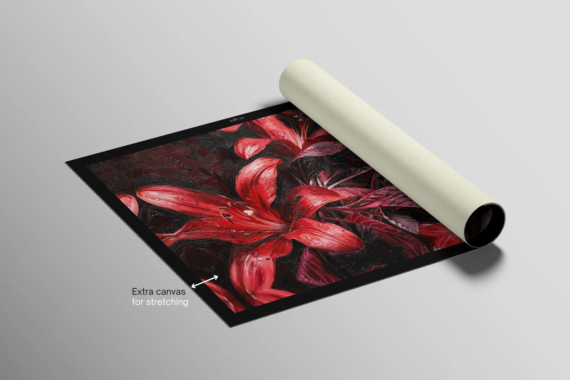 Crimson Velvet Lilies — 3D Haptic Embossed High-Gloss Luxury Wall Art - Image 12