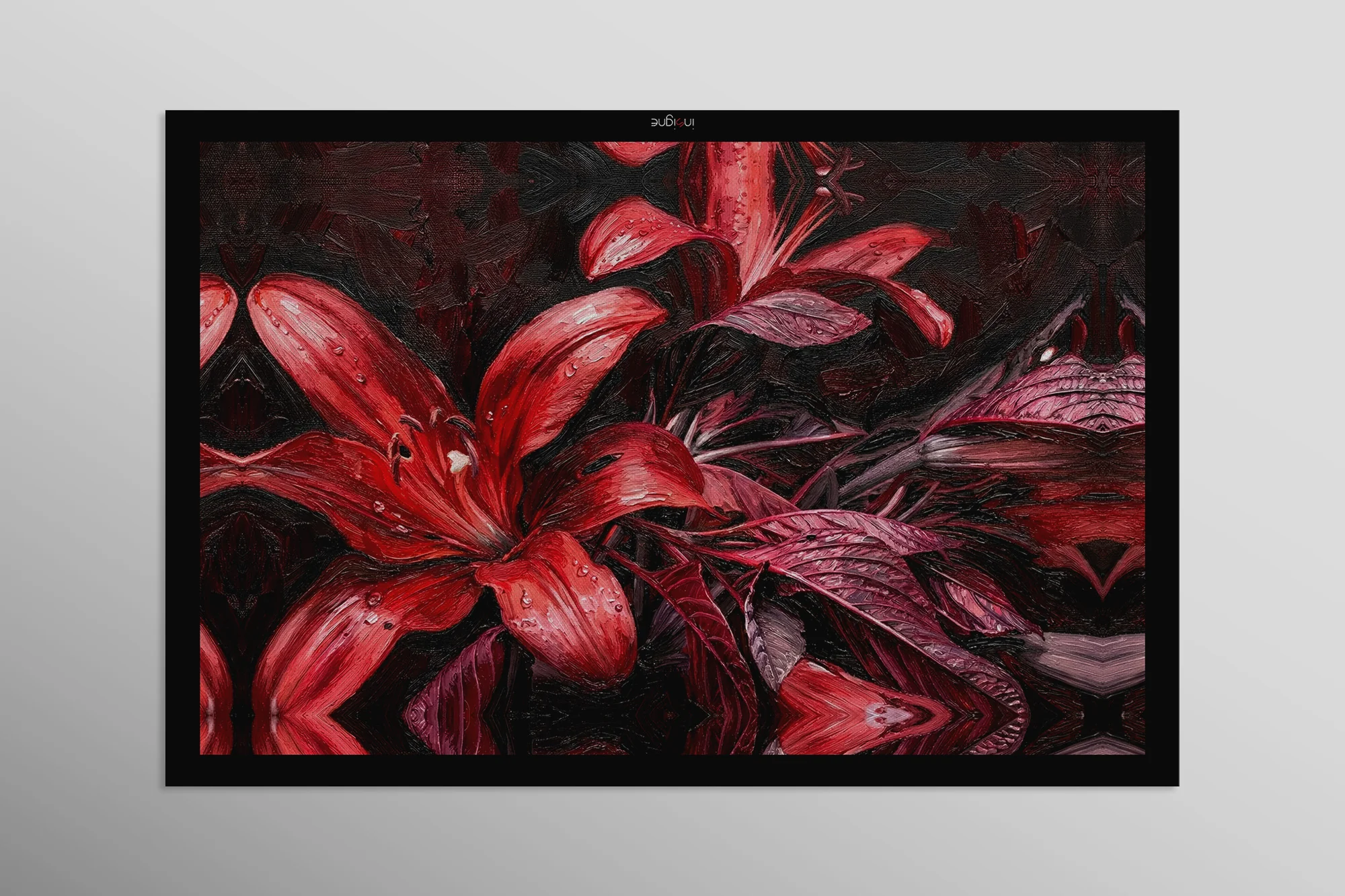 Crimson Velvet Lilies — 3D Haptic Embossed High-Gloss Luxury Wall Art - Image 15