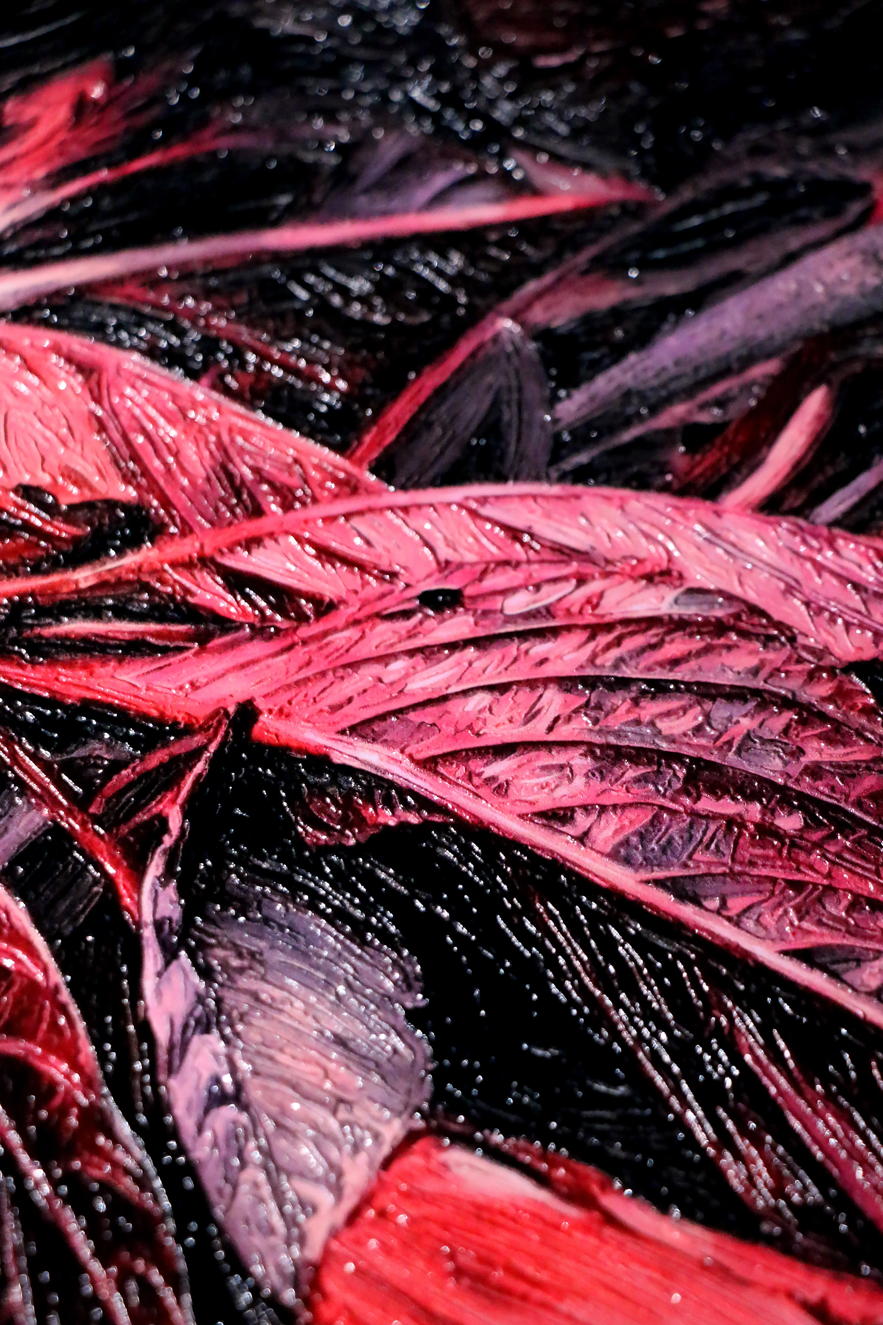 Crimson Velvet Lilies — 3D Haptic Embossed High-Gloss Luxury Wall Art - Image 3