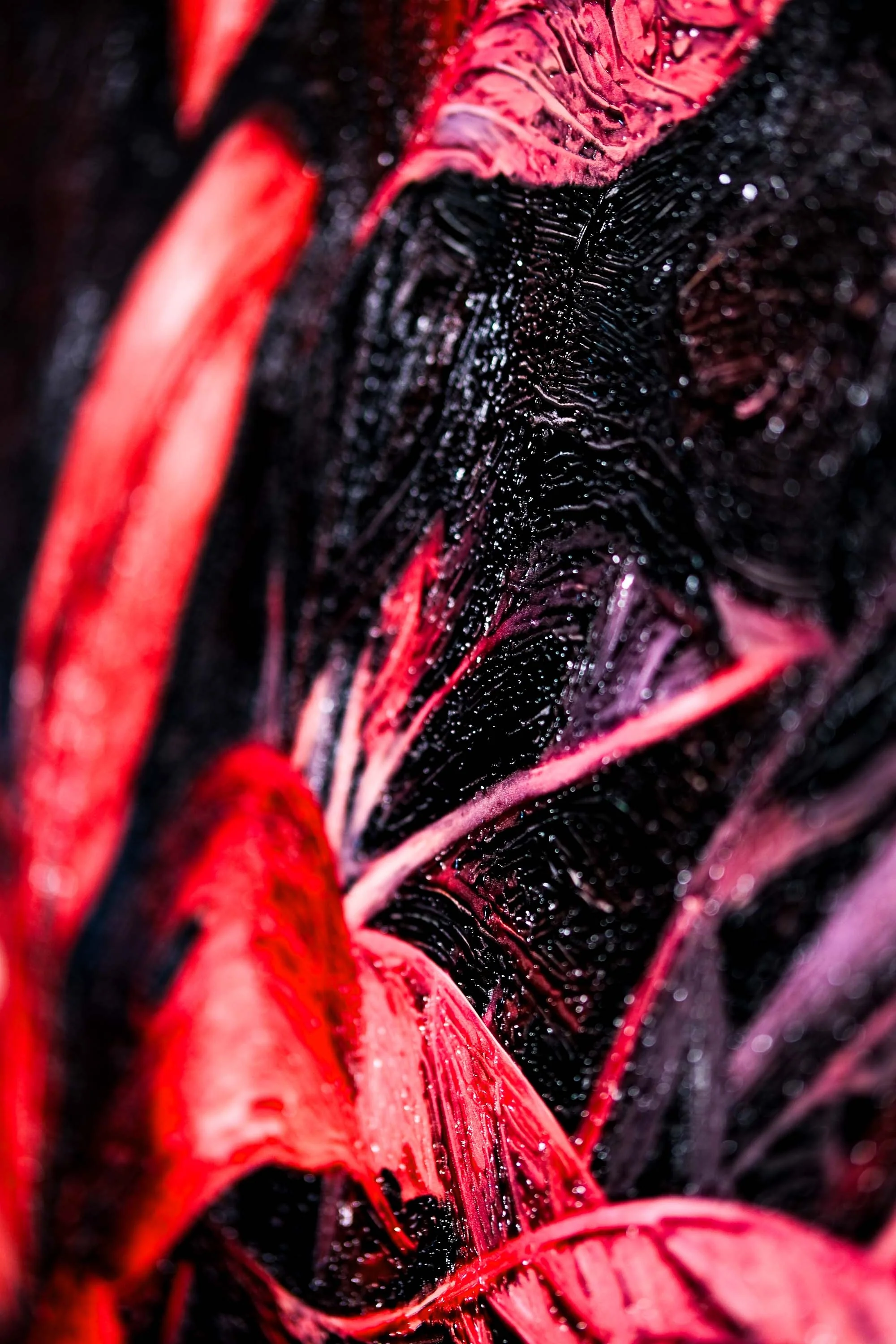 Crimson Velvet Lilies — 3D Haptic Embossed High-Gloss Luxury Wall Art - Image 6