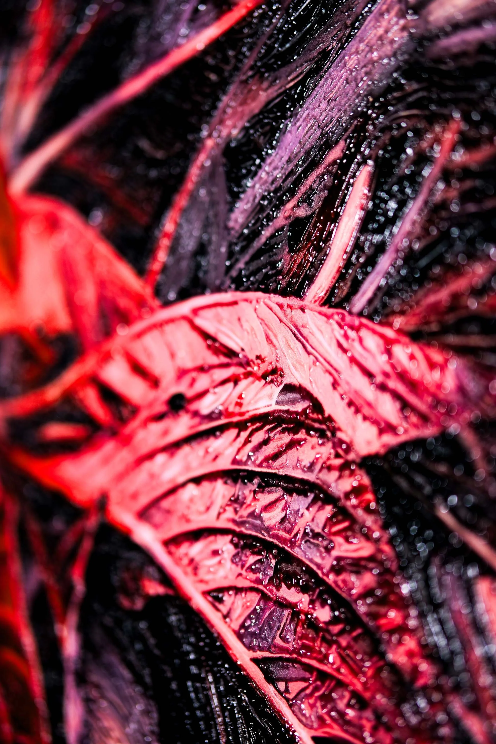 Crimson Velvet Lilies — 3D Haptic Embossed High-Gloss Luxury Wall Art - Image 8