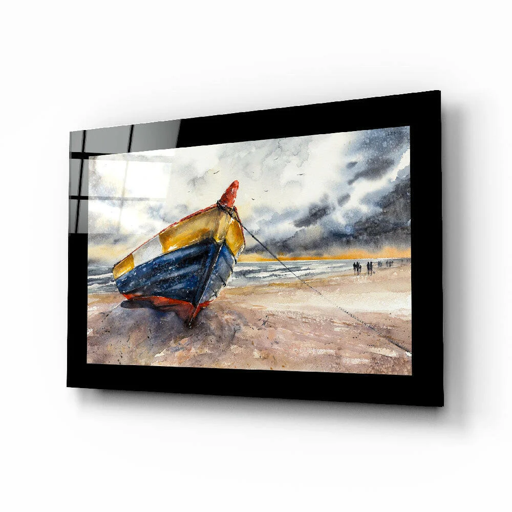 Fishing Boat Glass Wall Art