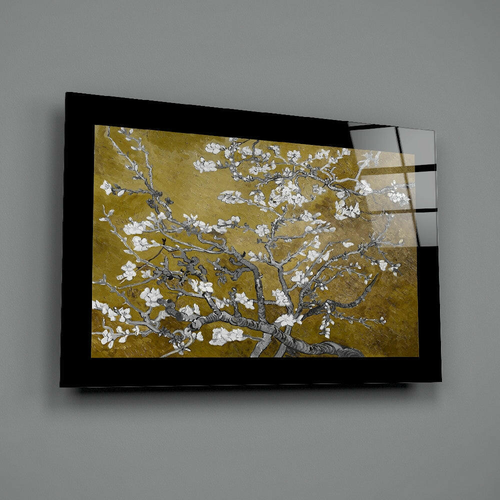 Gold Almond Flowers Glass Wall Art - Image 2