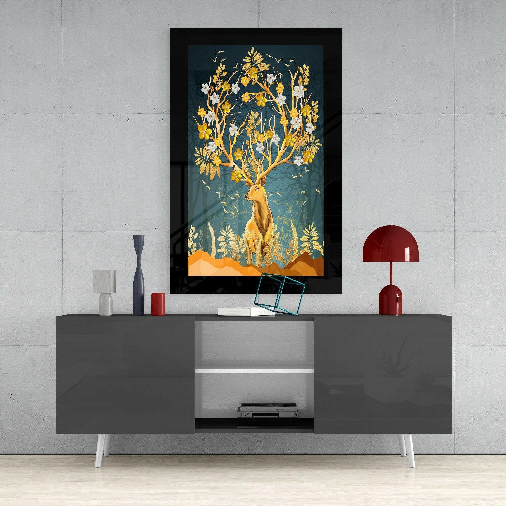 Golden Deer Glass Wall Art - Image 4