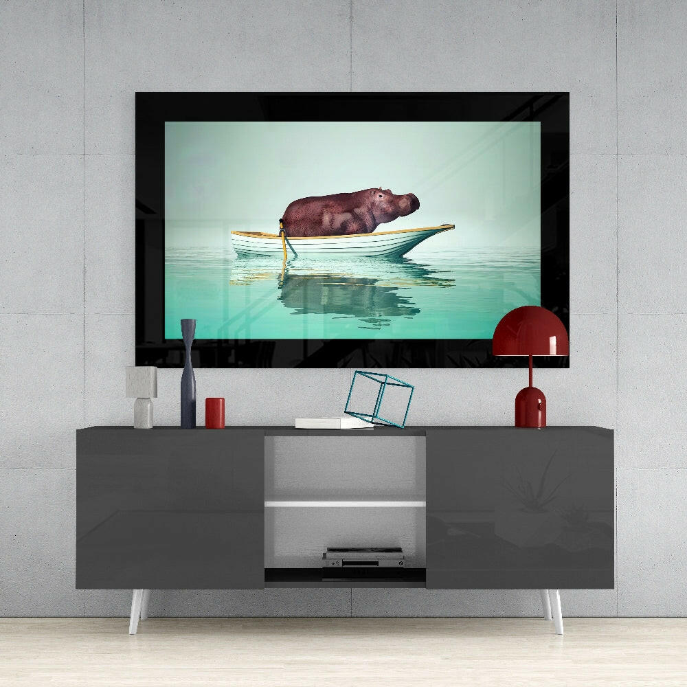 Hippo Glass Wall Art - Image 4