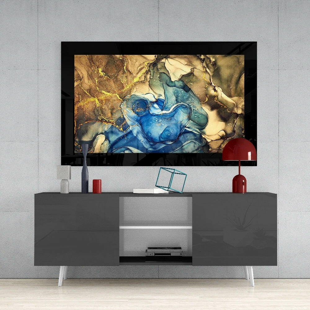 Gold Blue Glass Wall Art - Image 4