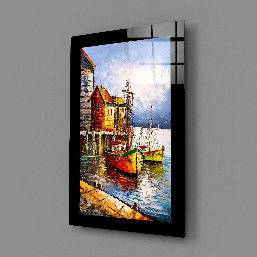 Fishing Town Glass Wall Art - Image 2