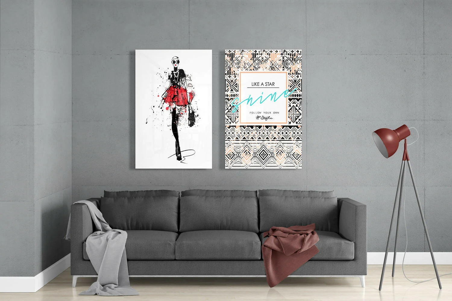 Follow Your Own Style 2 Pieces Combine Glass Wall Art - Image 3