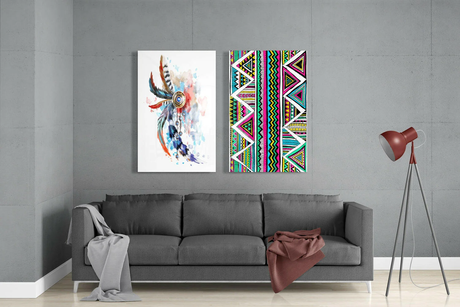 Indian Style 2 Pieces Combine Glass Wall Art - Image 3