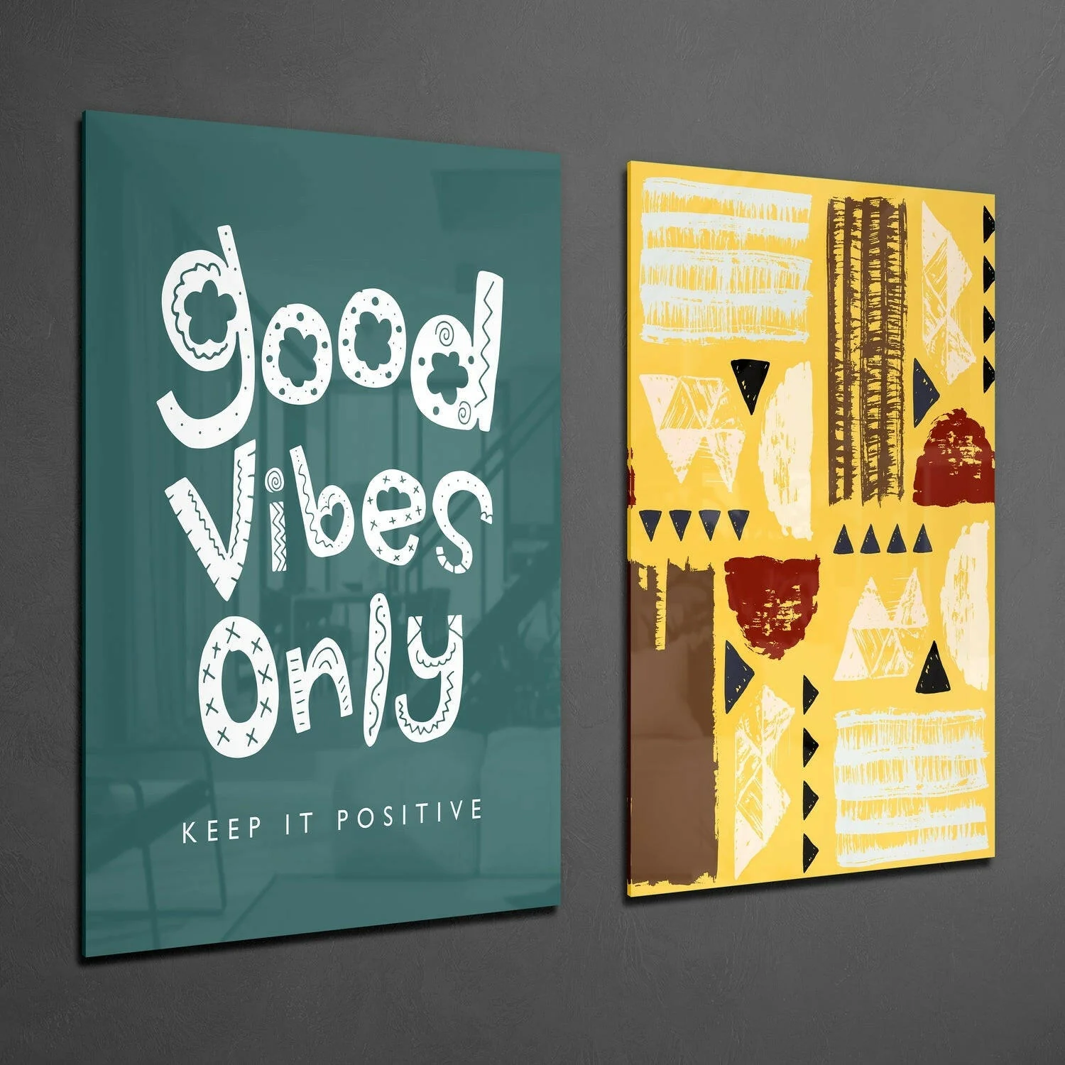 Good Vibes Only 2 Pieces Combine Glass Wall Art - Image 2