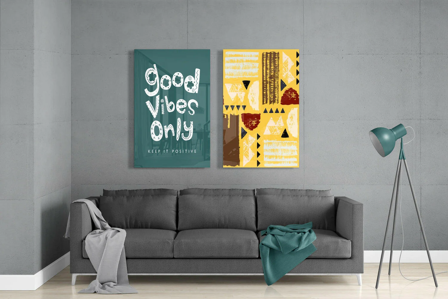 Good Vibes Only 2 Pieces Combine Glass Wall Art - Image 3