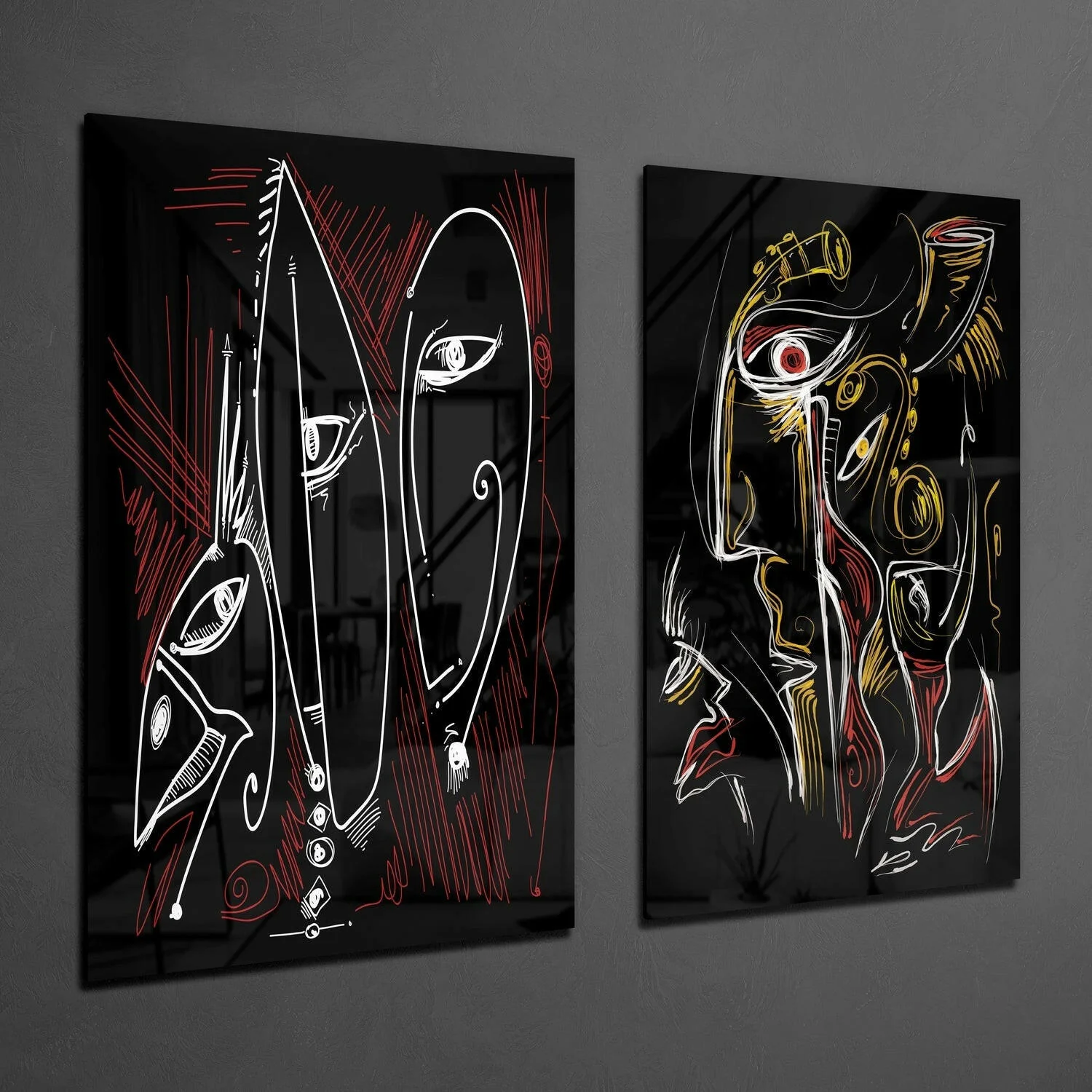 The Style of Picasso 2 Pieces Combine Glass Wall Art - Image 2