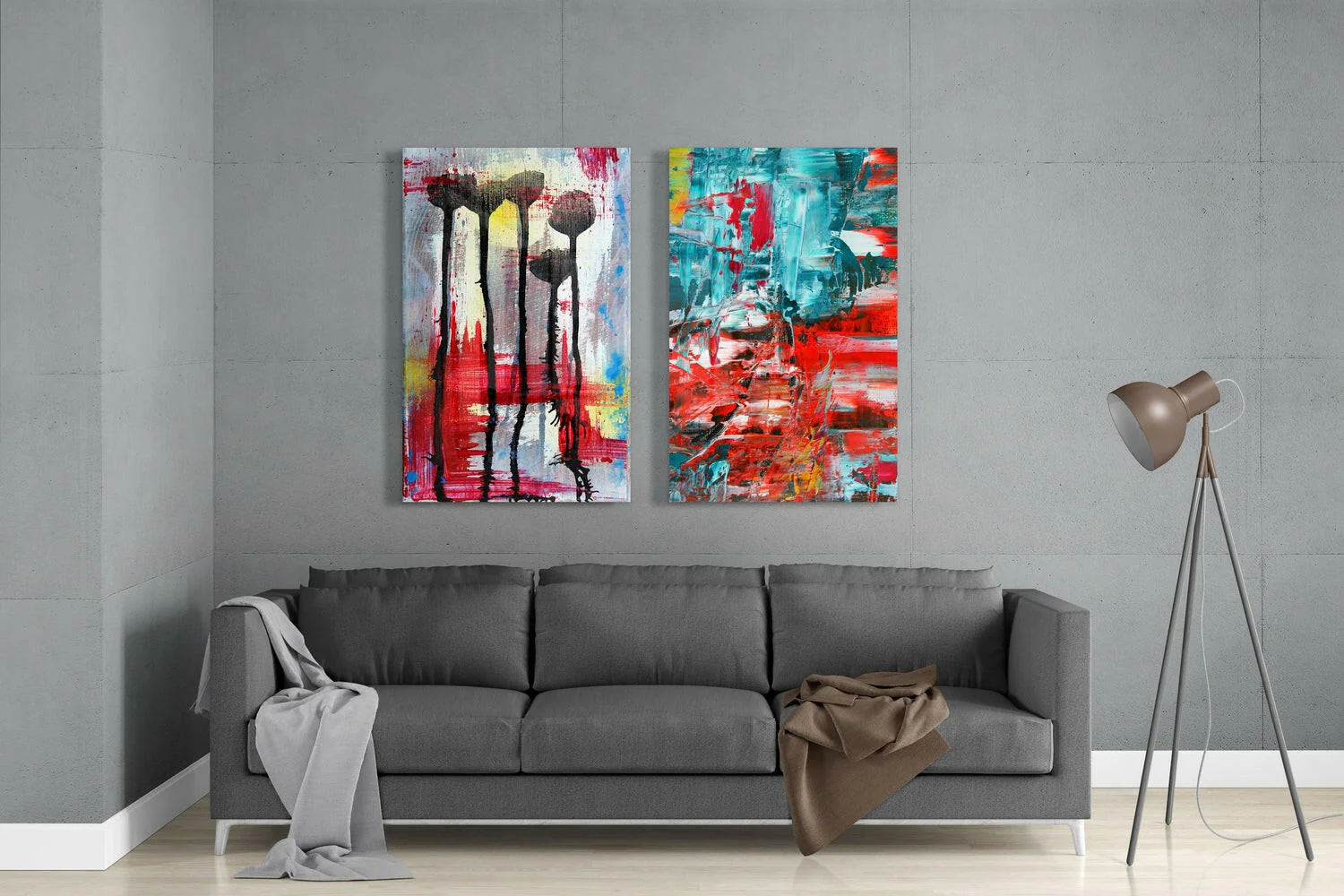 Abstract Flowers 2 Pieces Combine Glass Wall Art - Image 3